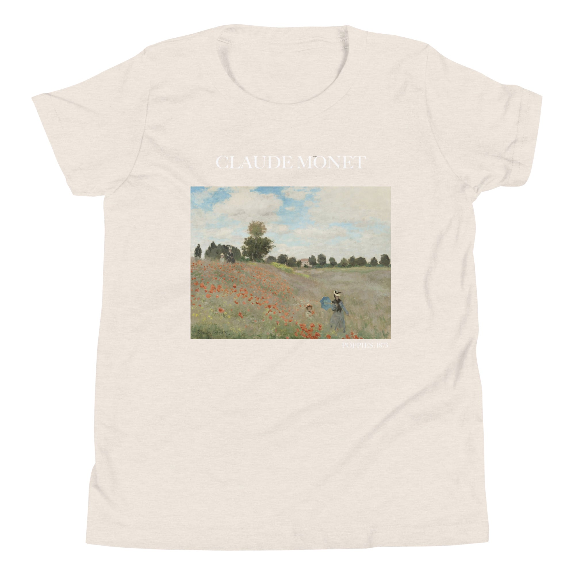 Claude Monet 'Poppies' Famous Painting Short Sleeve T-Shirt | Premium Youth Art Tee