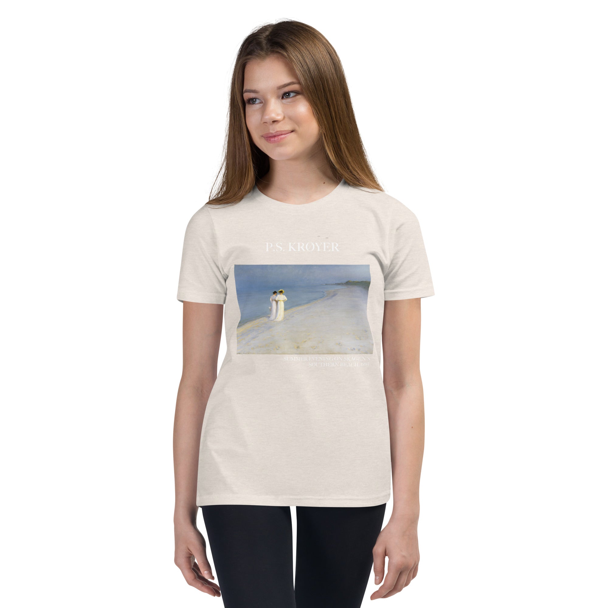 PS Krøyer „Sommerabend am Südstrand von Skagen“, berühmtes Gemälde, kurzärmeliges T-Shirt | Premium-Kunst-T-Shirt für Jugendliche