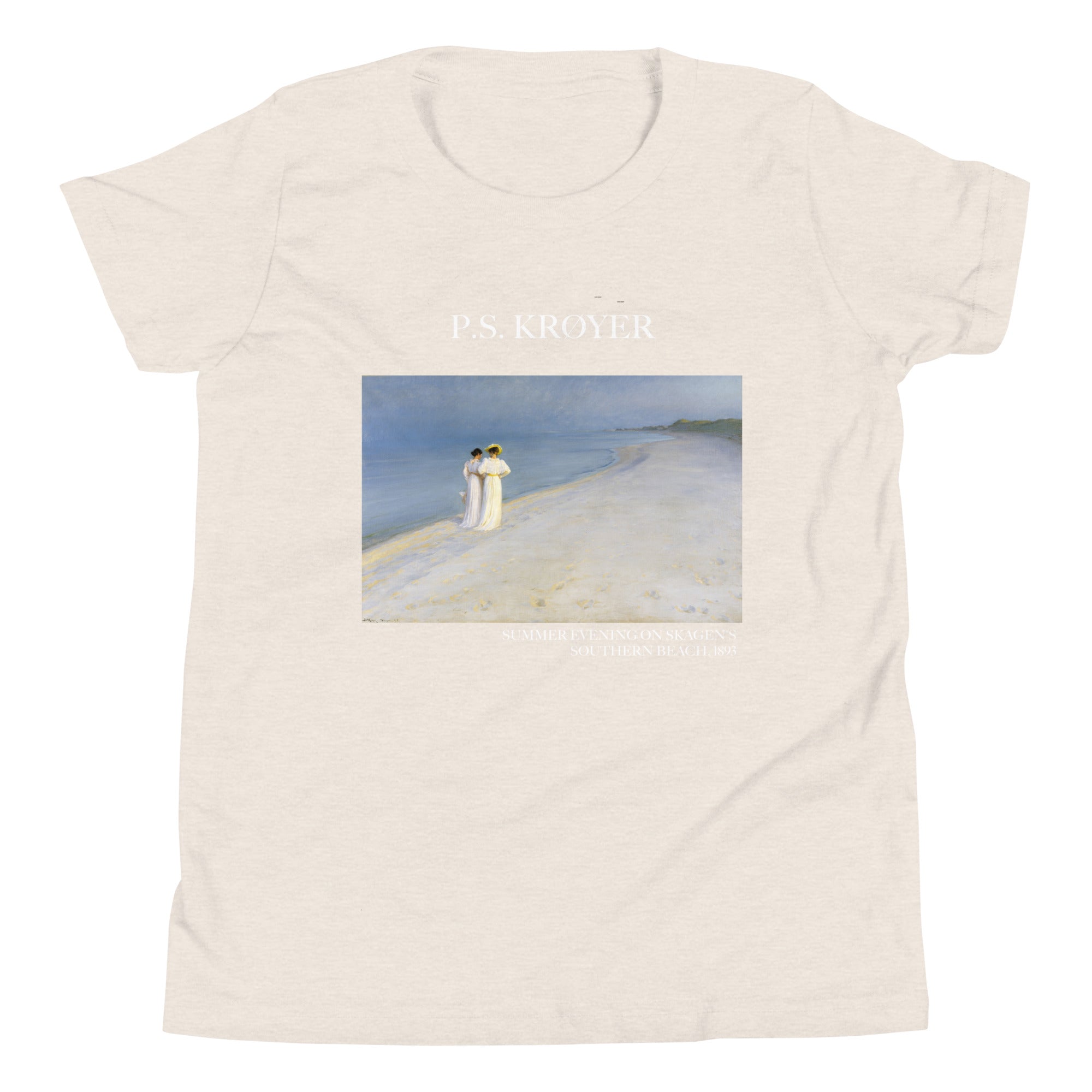 P.S. Krøyer 'Summer Evening on Skagen's Southern Beach' Famous Painting Short Sleeve T-Shirt | Premium Youth Art Tee