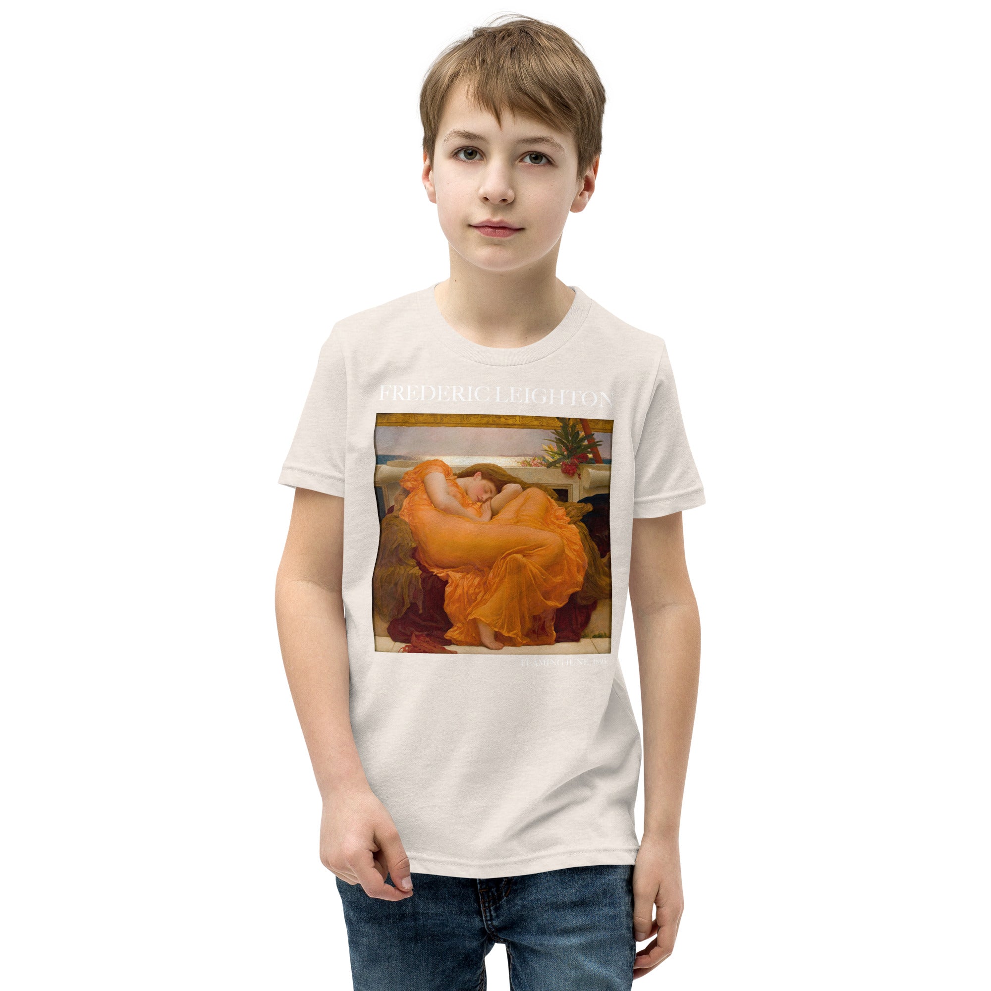 Frederic Leighton 'Flaming June' Famous Painting Short Sleeve T-Shirt | Premium Youth Art Tee