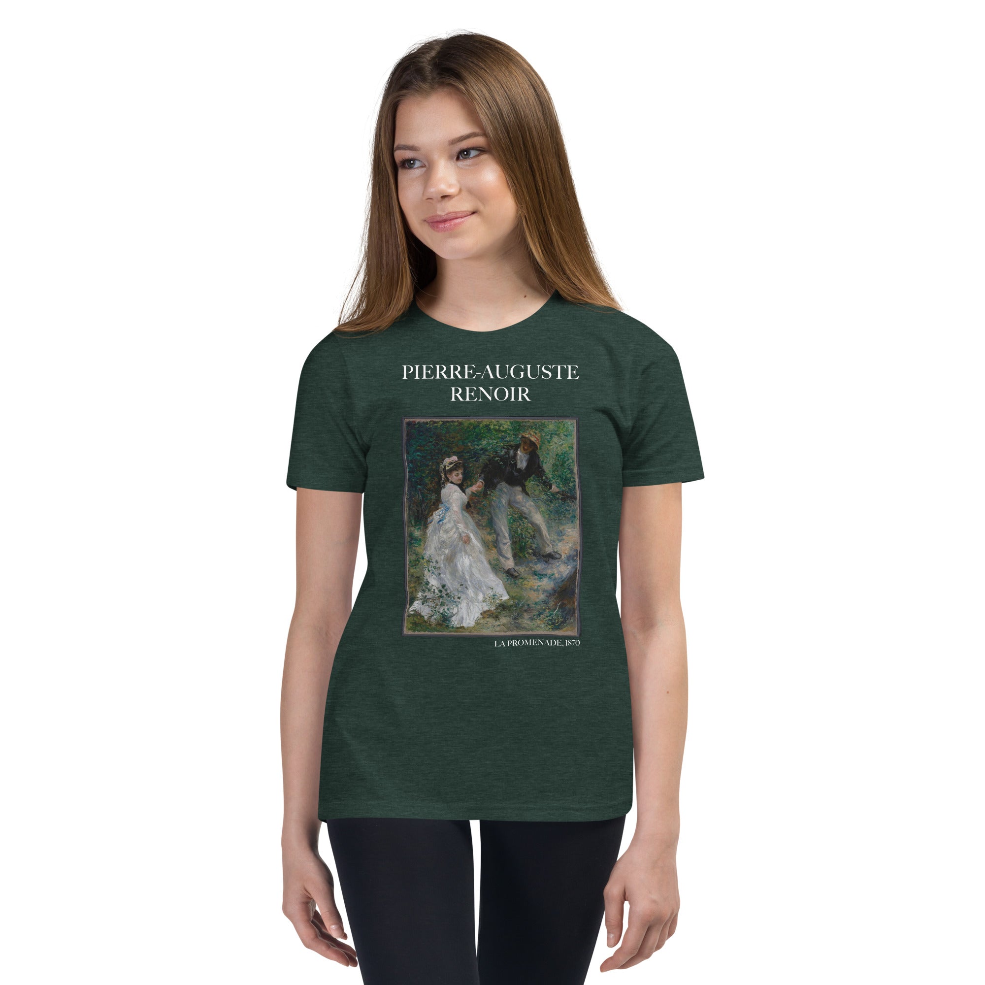Pierre-Auguste Renoir 'La Promenade' Famous Painting Short Sleeve T-Shirt | Premium Youth Art Tee