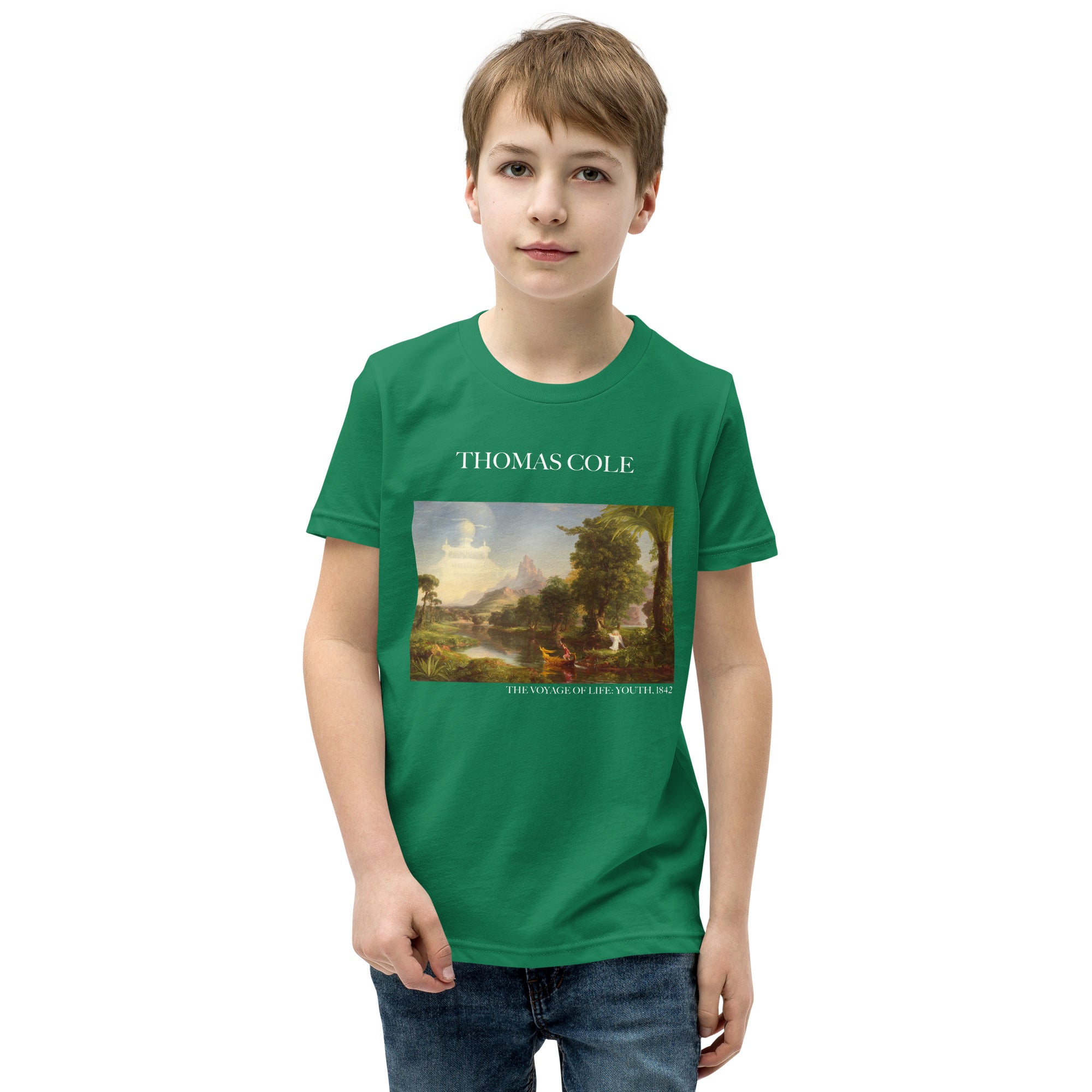 Thomas Cole „Die Reise des Lebens: Jugend“ Berühmtes Gemälde Kurzärmeliges T-Shirt | Premium Jugend-Kunst-T-Shirt