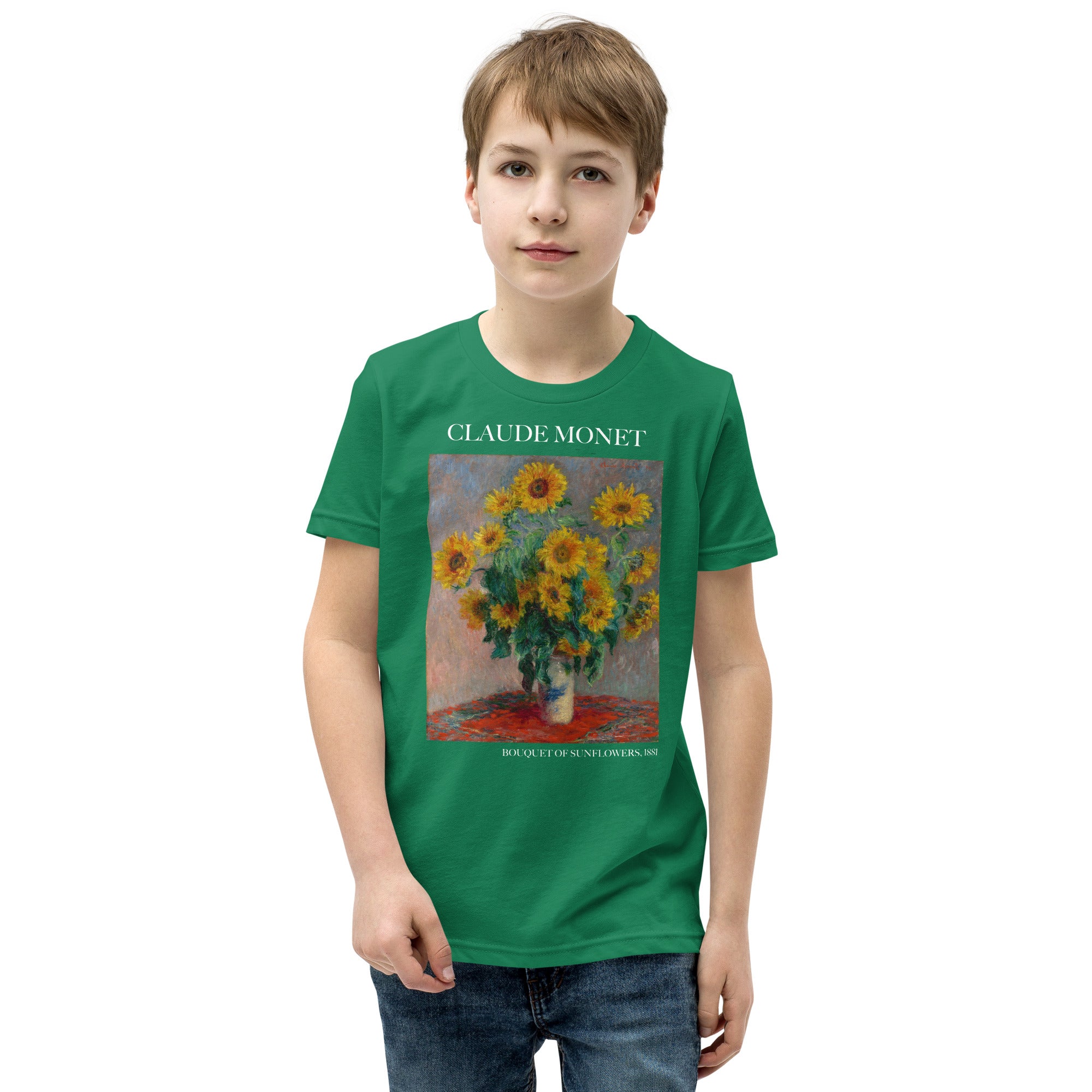 Claude Monet „Sonnenblumenstrauß“, berühmtes Gemälde, kurzärmeliges T-Shirt, Premium-Kunst-T-Shirt für Jugendliche