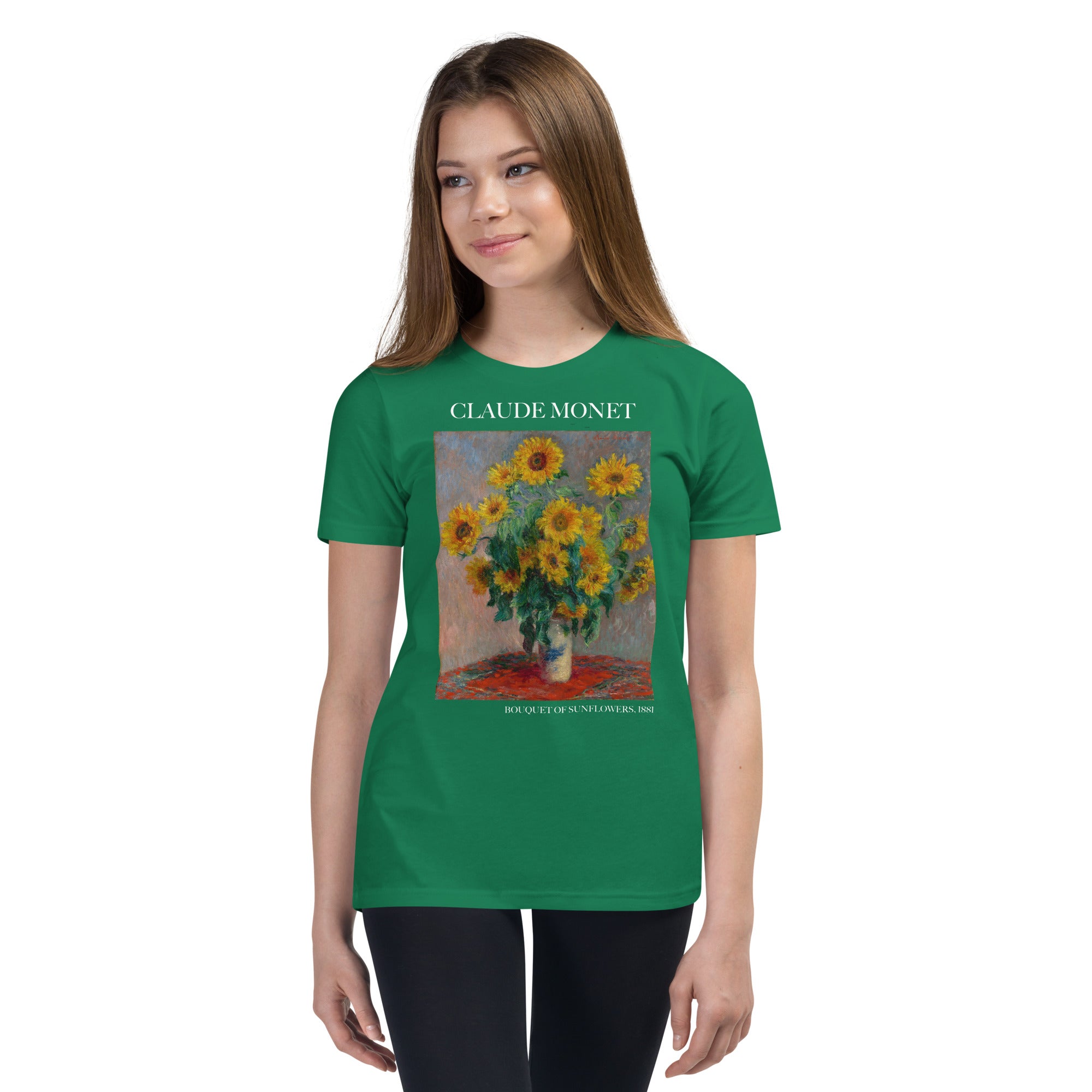 Claude Monet „Sonnenblumenstrauß“, berühmtes Gemälde, kurzärmeliges T-Shirt, Premium-Kunst-T-Shirt für Jugendliche