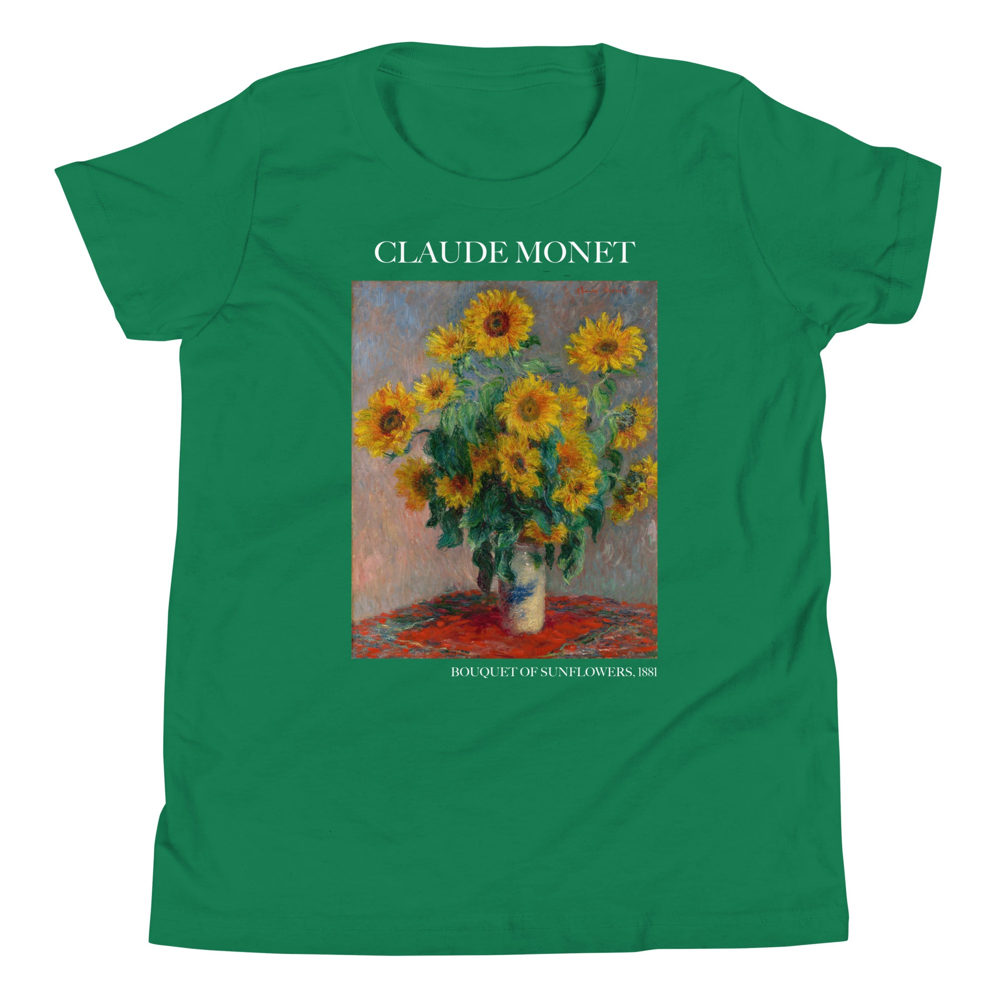 Claude Monet 'Bouquet of Sunflowers' Famous Painting Short Sleeve T-Shirt | Premium Youth Art Tee