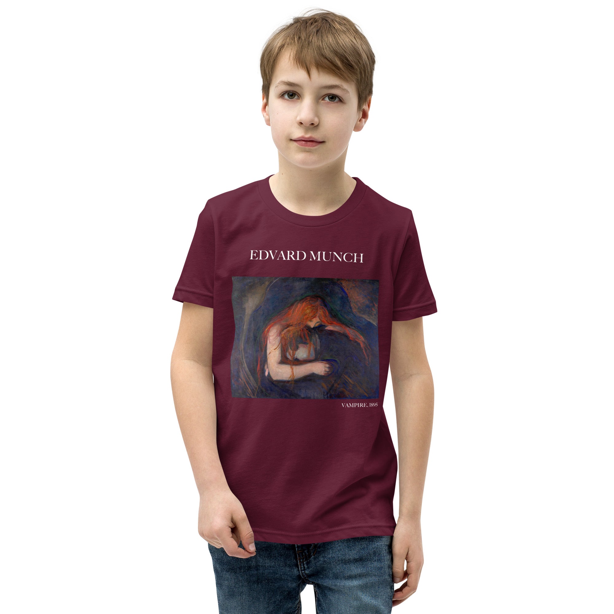 Edvard Munch 'Vampire' Famous Painting Short Sleeve T-Shirt | Premium Youth Art Tee