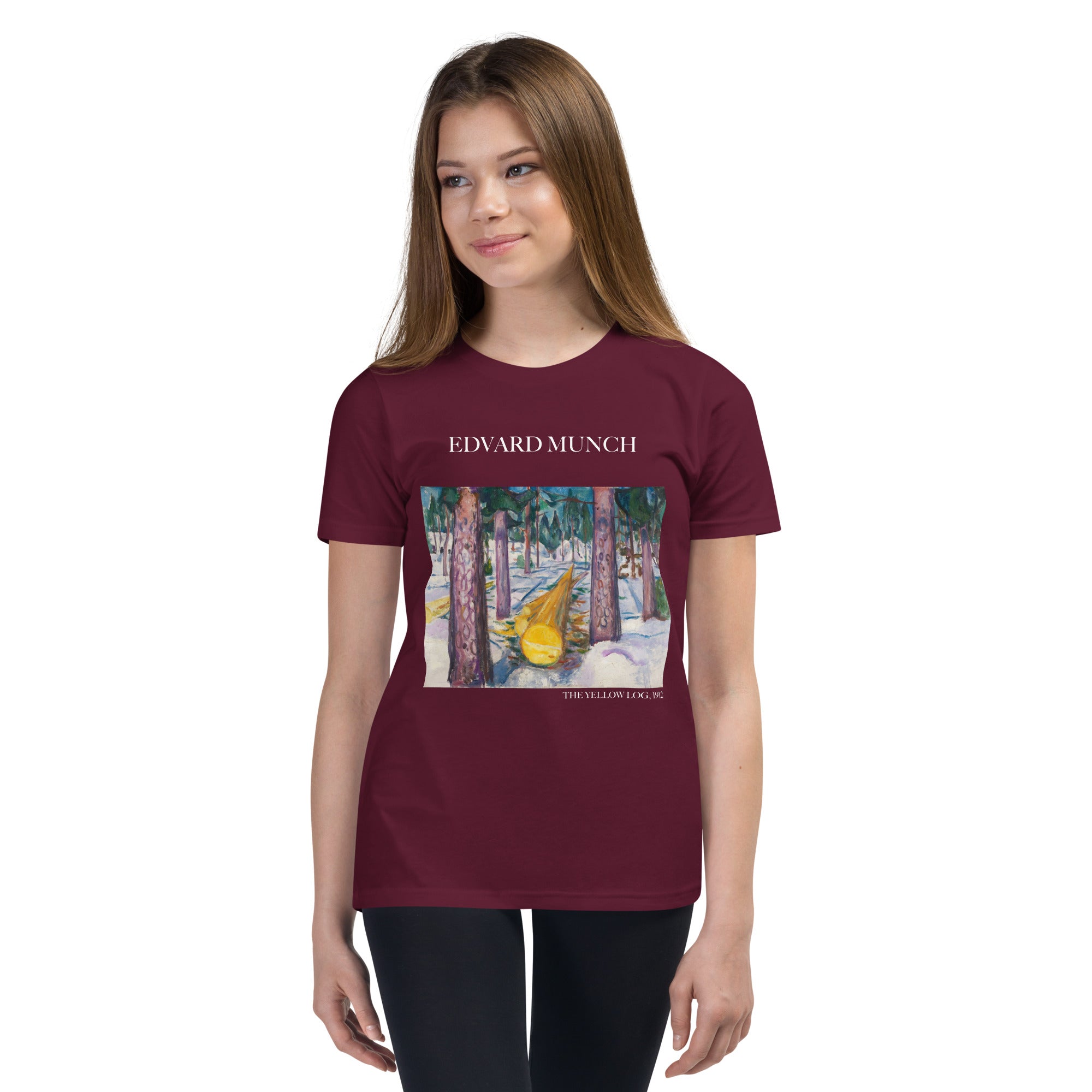 Edvard Munchs berühmtes Gemälde „Der gelbe Baumstamm“, kurzärmeliges T-Shirt | Premium-Kunst-T-Shirt für Jugendliche