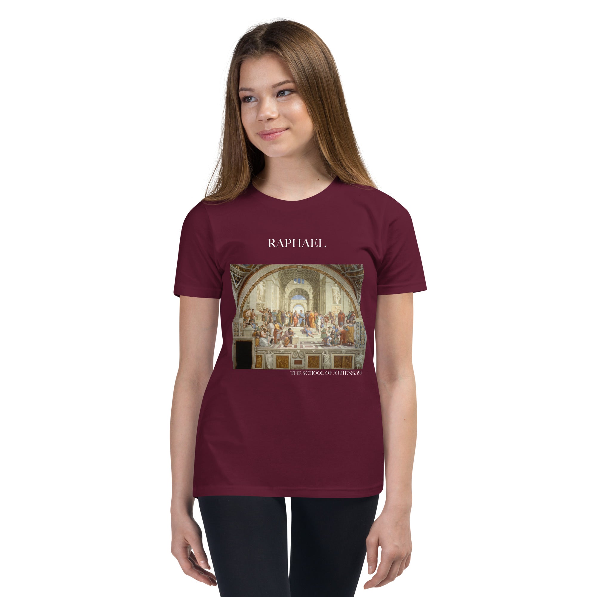 Raphael „Die Schule von Athen“ Berühmtes Gemälde Kurzärmeliges T-Shirt | Premium Jugend Art T-Shirt