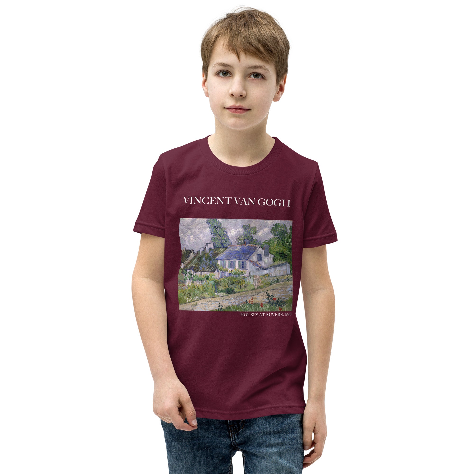 Vincent van Gogh 'Houses at Auvers' Famous Painting Short Sleeve T-Shirt | Premium Youth Art Tee