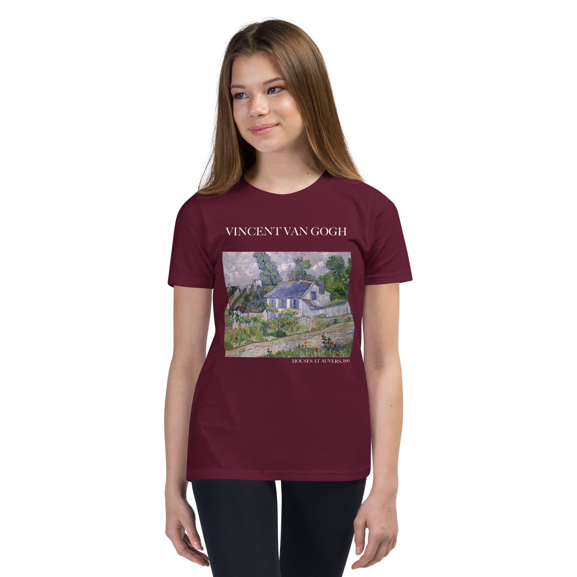 Vincent van Gogh 'Houses at Auvers' Famous Painting Short Sleeve T-Shirt | Premium Youth Art Tee