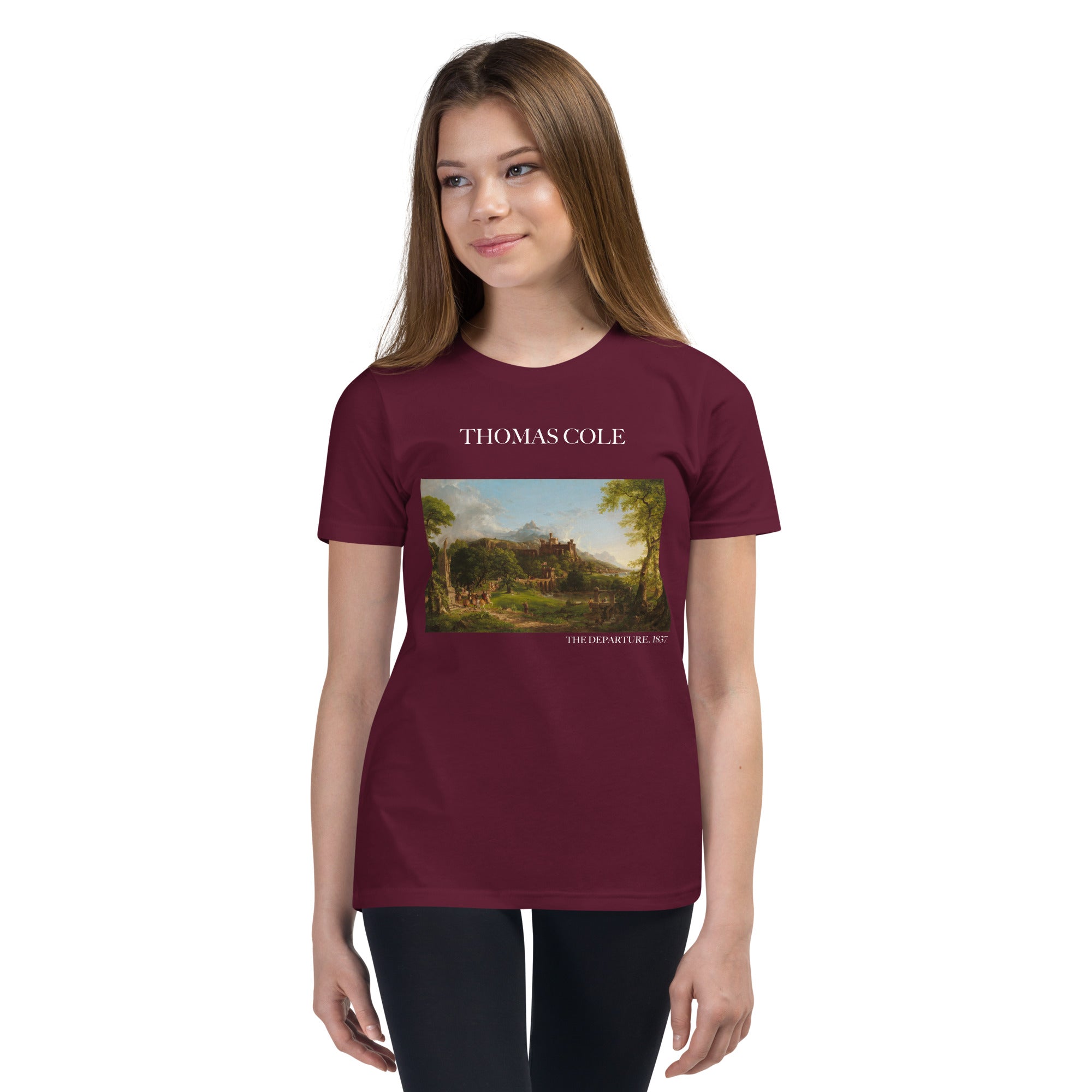 Thomas Cole - Kurzärmeliges T-Shirt mit berühmtem Gemälde „The Departure“ | Premium-Kunst-T-Shirt für Jugendliche