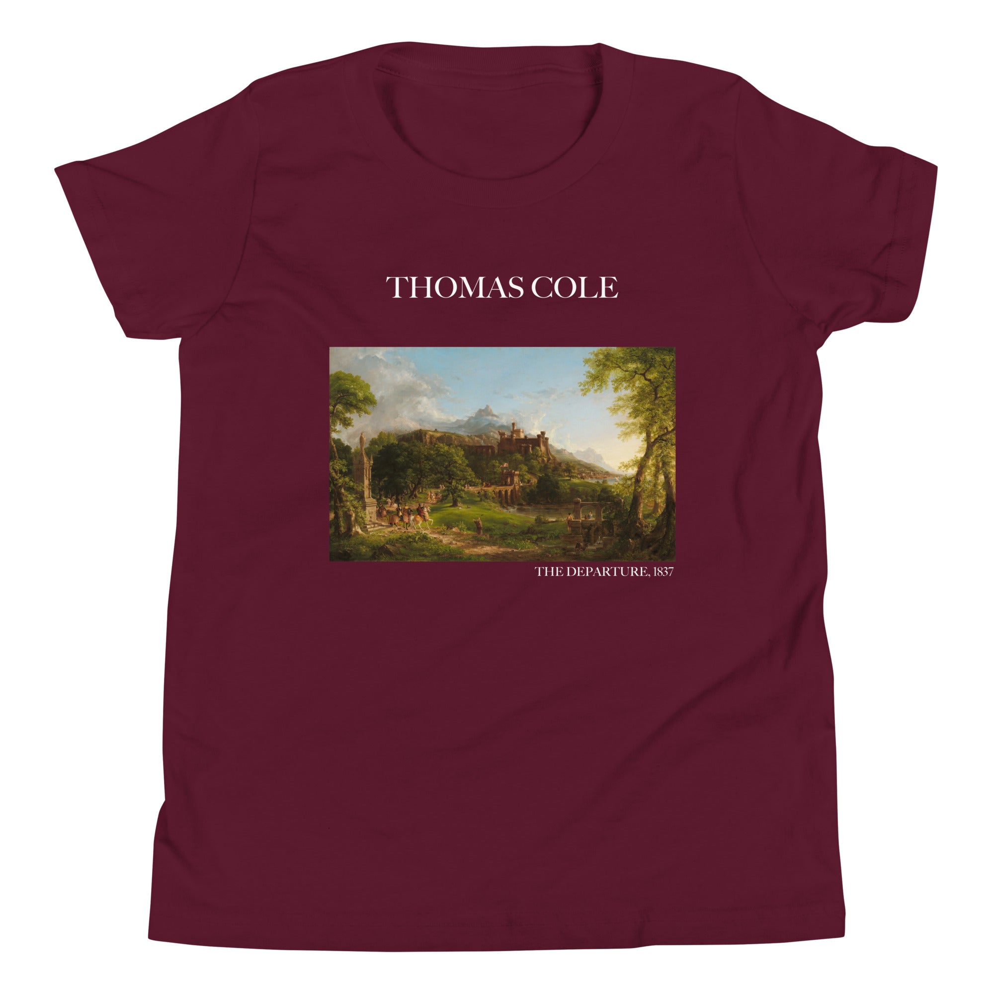 Thomas Cole 'The Departure' Famous Painting Short Sleeve T-Shirt | Premium Youth Art Tee