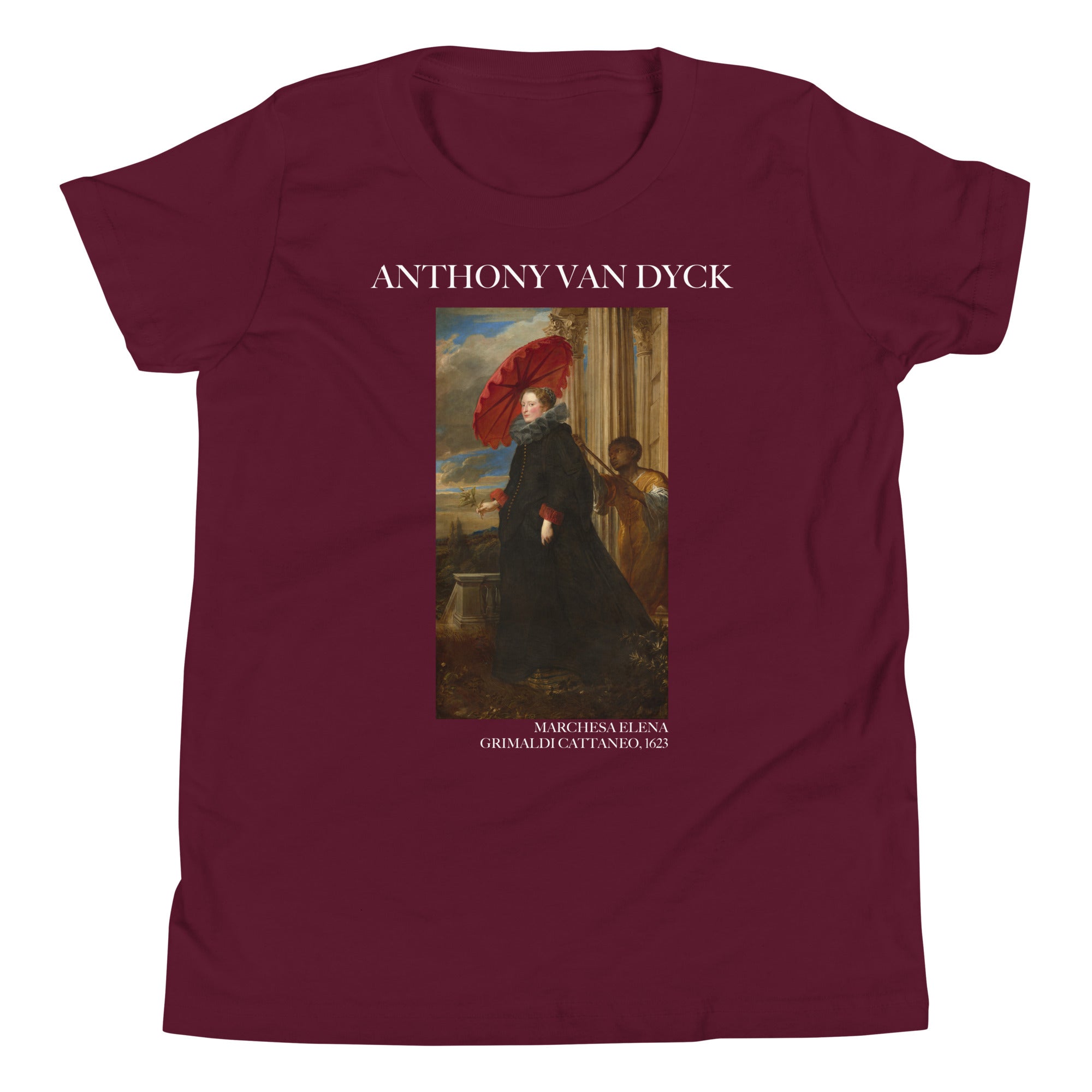 Sir Anthony van Dyck 'Marchesa Elena Grimaldi Cattaneo' Famous Painting Short Sleeve T-Shirt | Premium Youth Art Tee