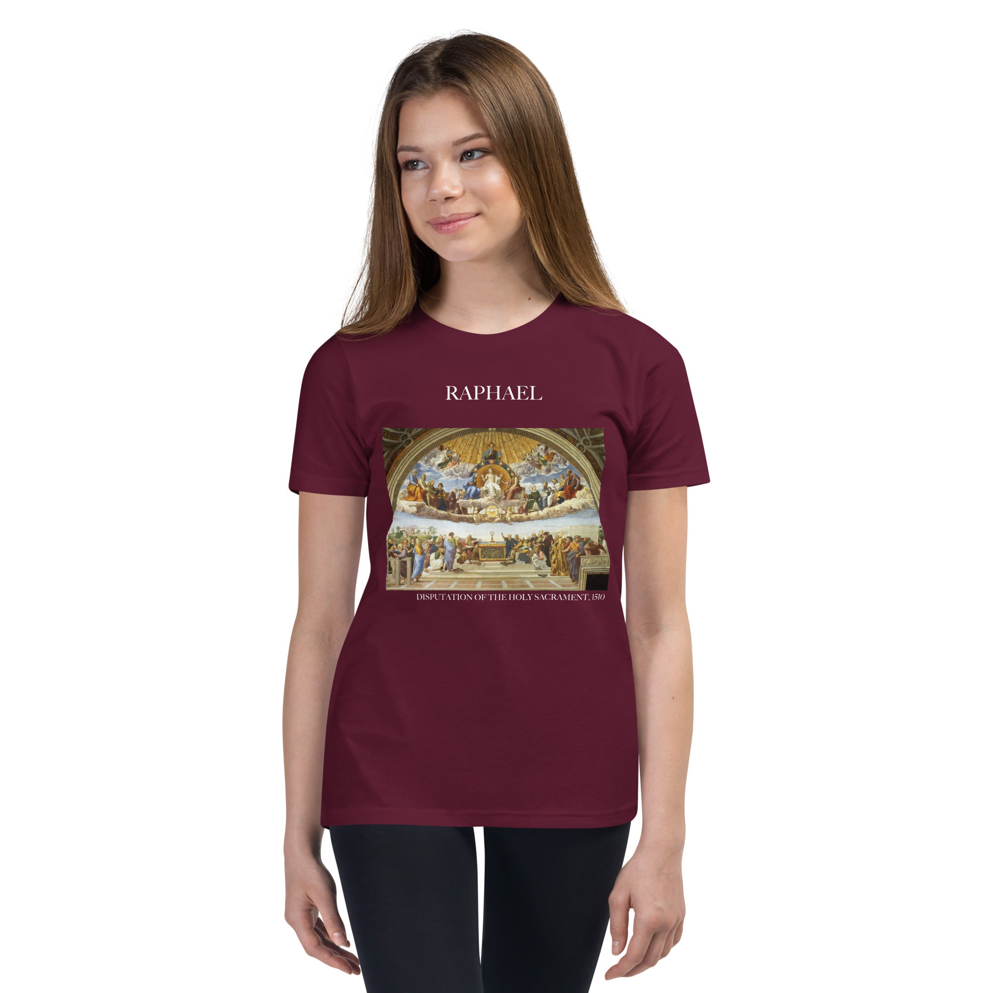 Raphael 'Disputation des Heiligen Abendmahls' Berühmtes Gemälde Kurzärmeliges T-Shirt | Premium Jugend Art T-Shirt