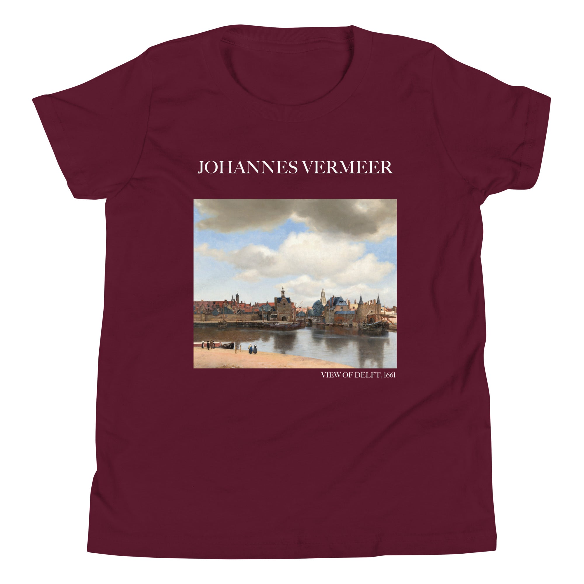 Johannes Vermeer „Ansicht von Delft“ Berühmtes Gemälde Kurzärmeliges T-Shirt | Premium Jugend Kunst T-Shirt