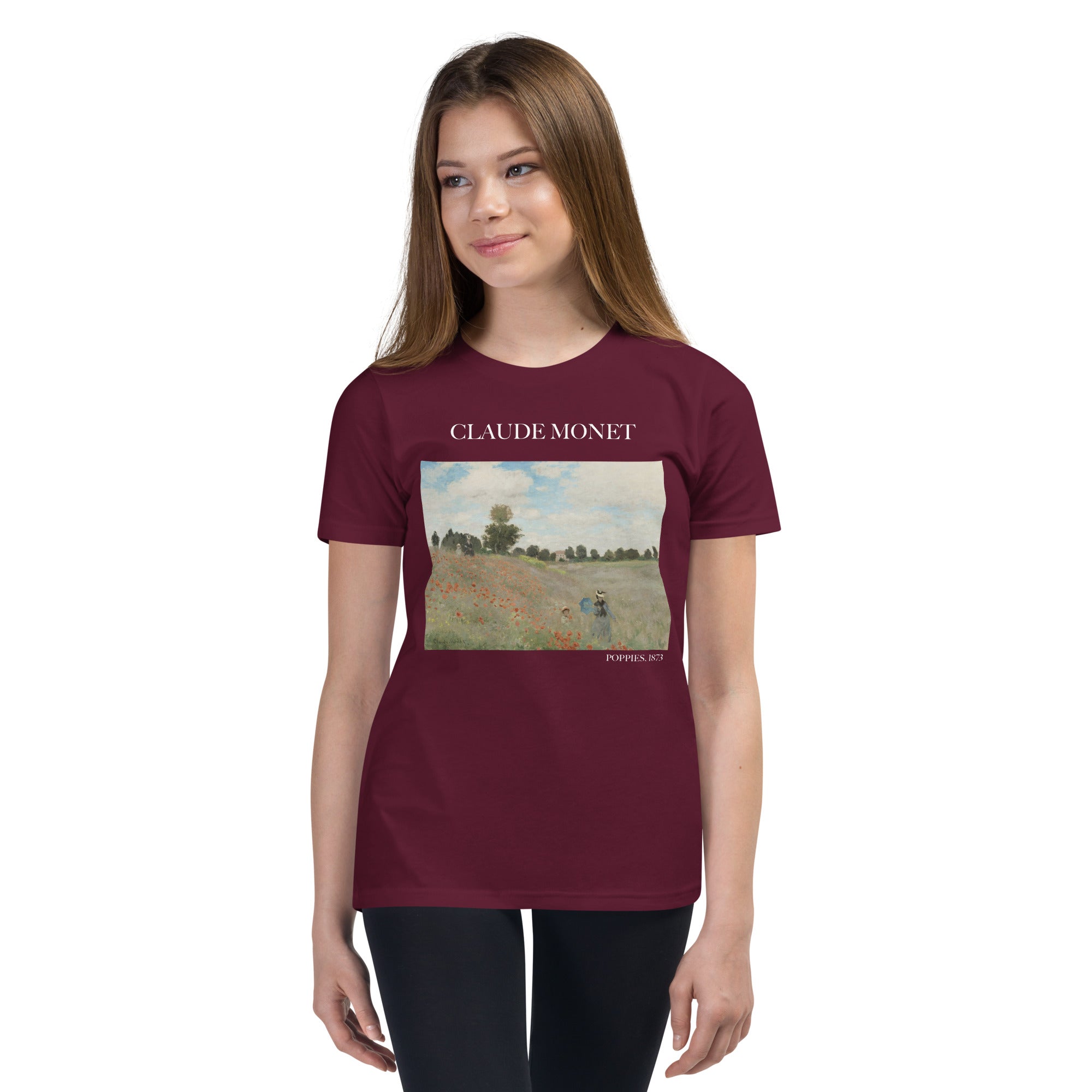 Claude Monet 'Poppies' Famous Painting Short Sleeve T-Shirt | Premium Youth Art Tee