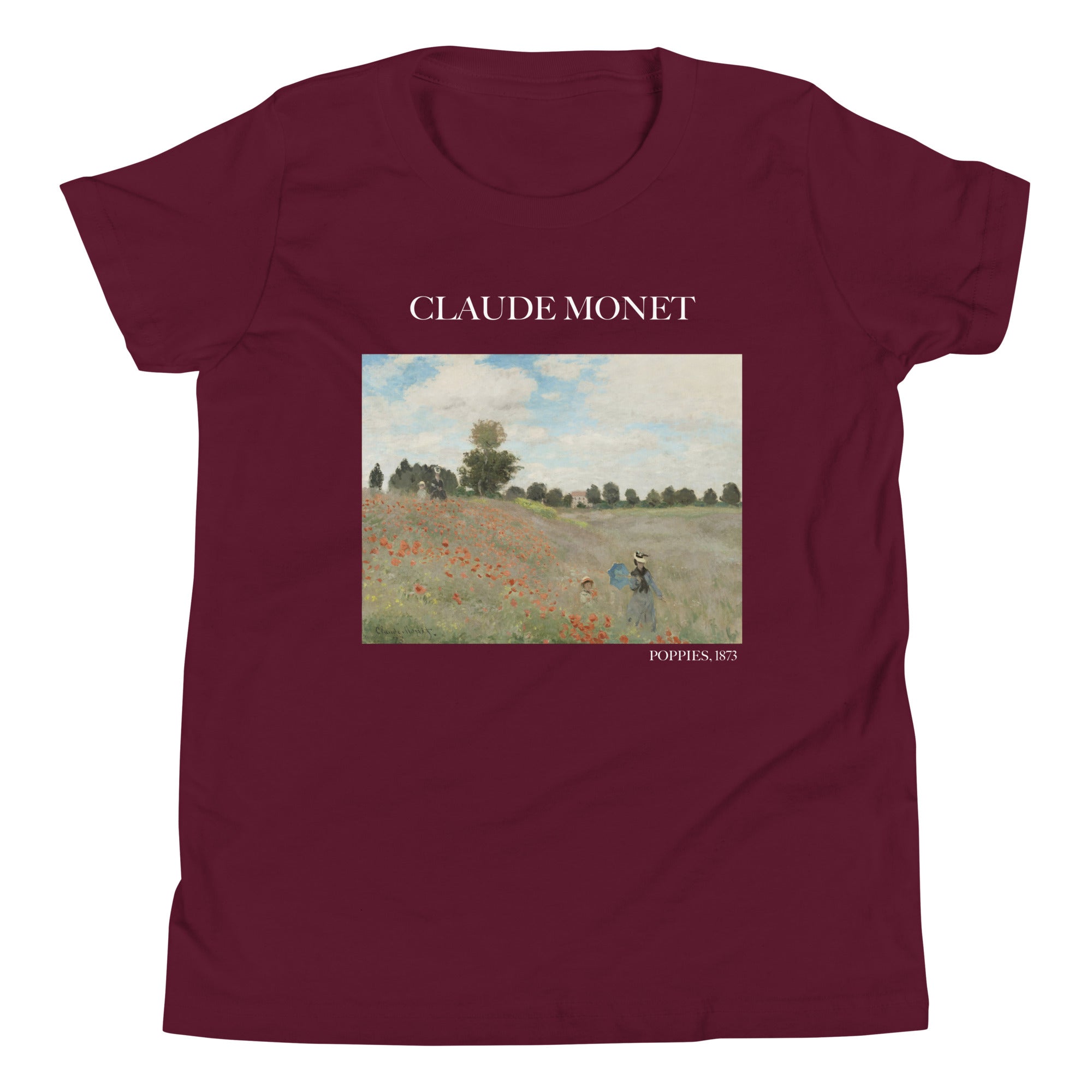 Claude Monet 'Poppies' Famous Painting Short Sleeve T-Shirt | Premium Youth Art Tee