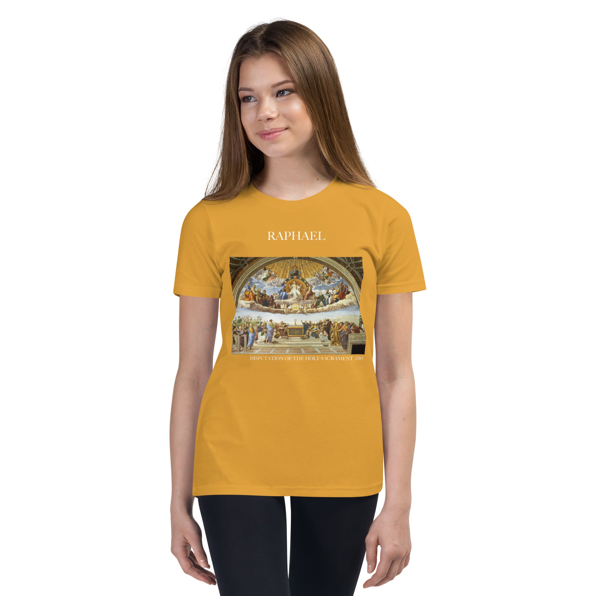 Raphael 'Disputation des Heiligen Abendmahls' Berühmtes Gemälde Kurzärmeliges T-Shirt | Premium Jugend Art T-Shirt