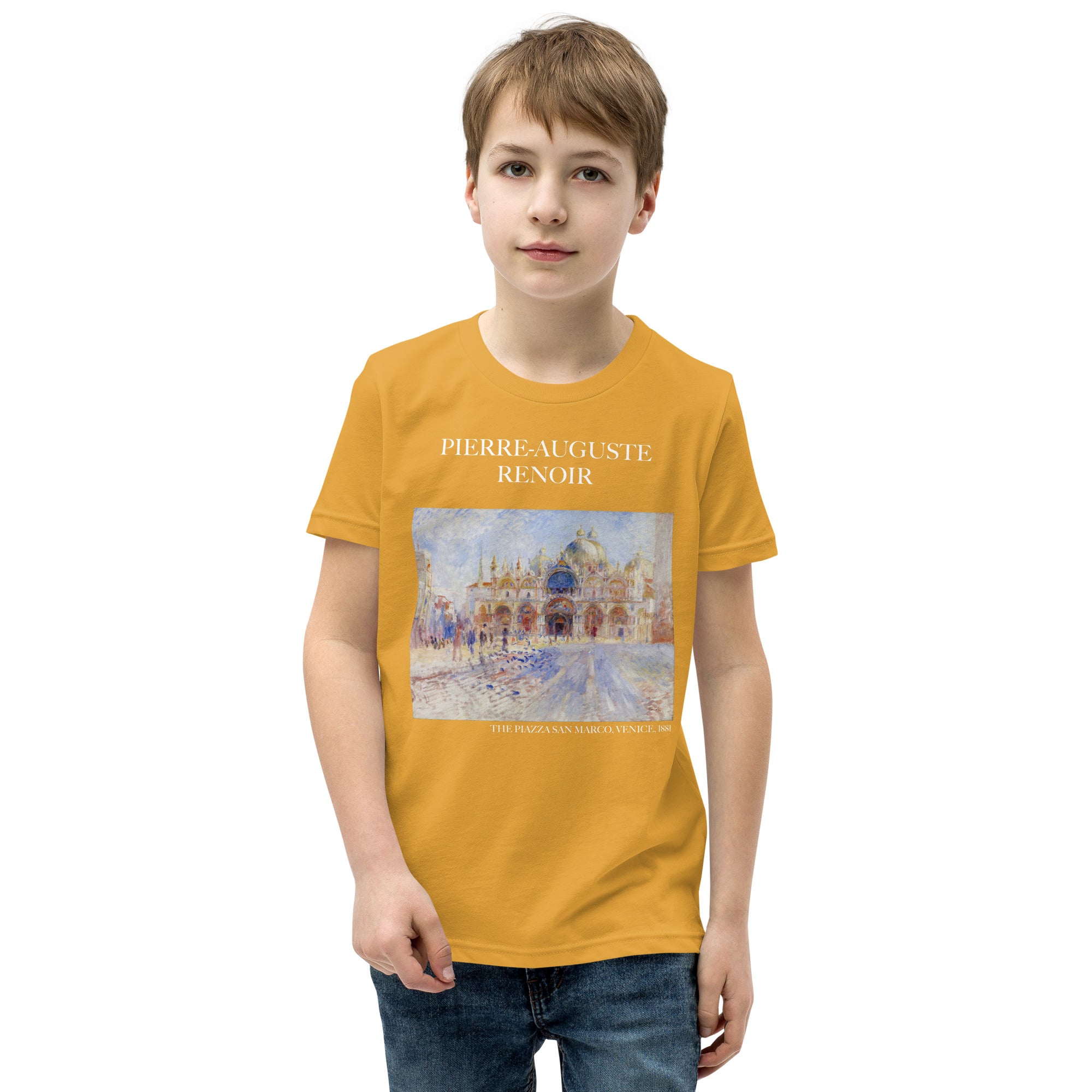 Pierre-Auguste Renoir - Kurzärmeliges T-Shirt mit berühmtem Gemälde „Der Markusplatz in Venedig“ | Premium-Kunst-T-Shirt für Jugendliche