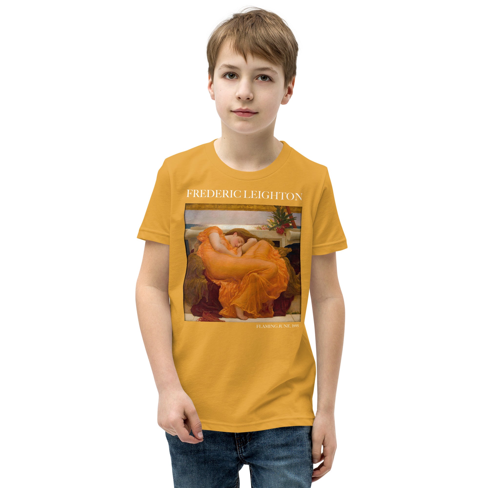 Frederic Leighton 'Flaming June' Famous Painting Short Sleeve T-Shirt | Premium Youth Art Tee