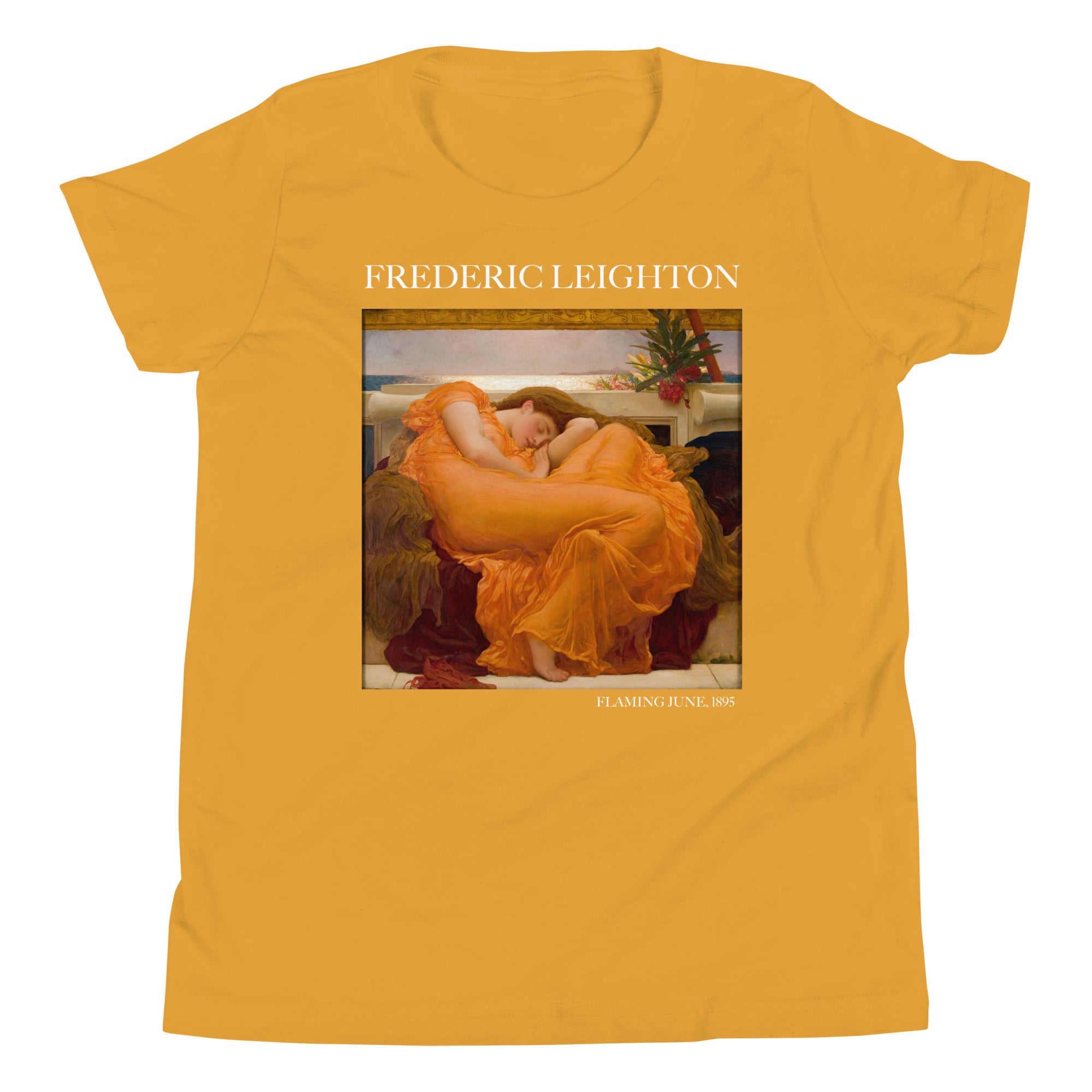 Frederic Leighton 'Flaming June' Berühmtes Gemälde Kurzärmeliges T-Shirt | Premium Jugend Art T-Shirt