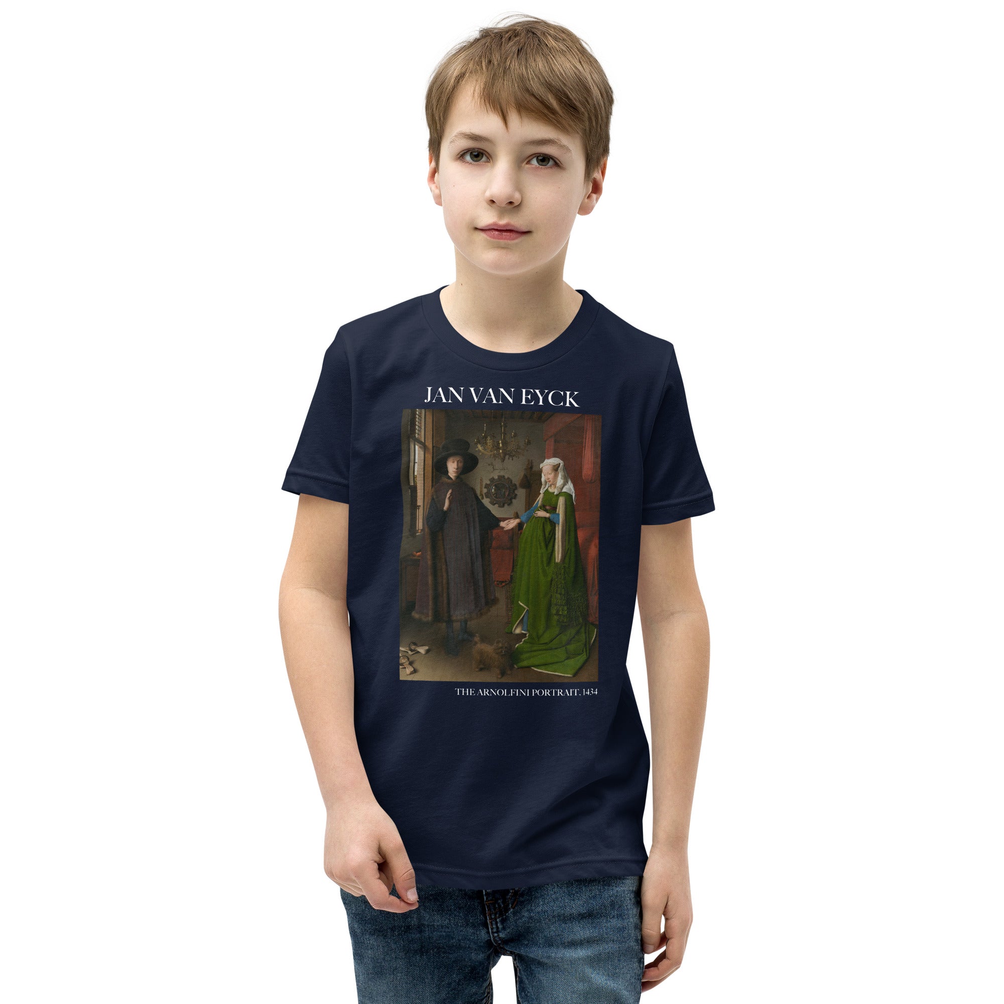 Jan van Eyck 'The Arnolfini Portrait' Famous Painting Short Sleeve T-Shirt | Premium Youth Art Tee