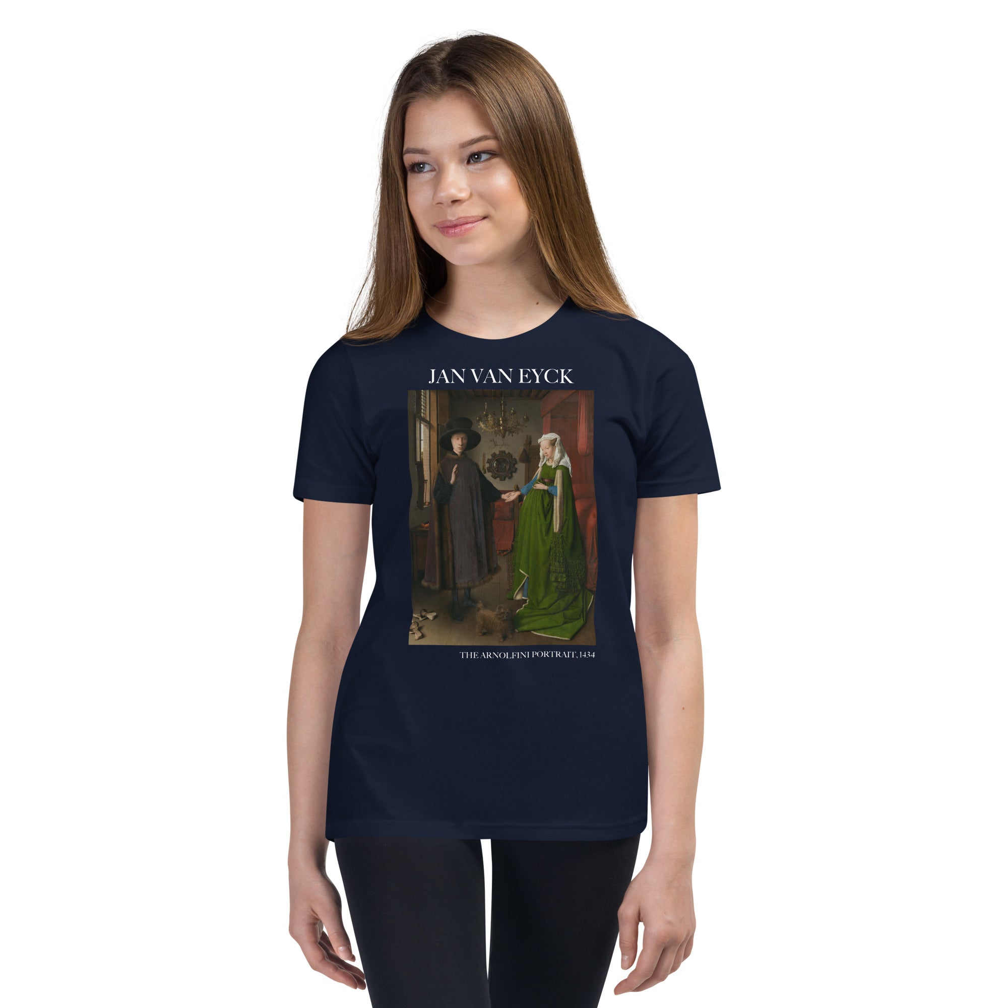 Jan van Eyck 'The Arnolfini Portrait' Famous Painting Short Sleeve T-Shirt | Premium Youth Art Tee