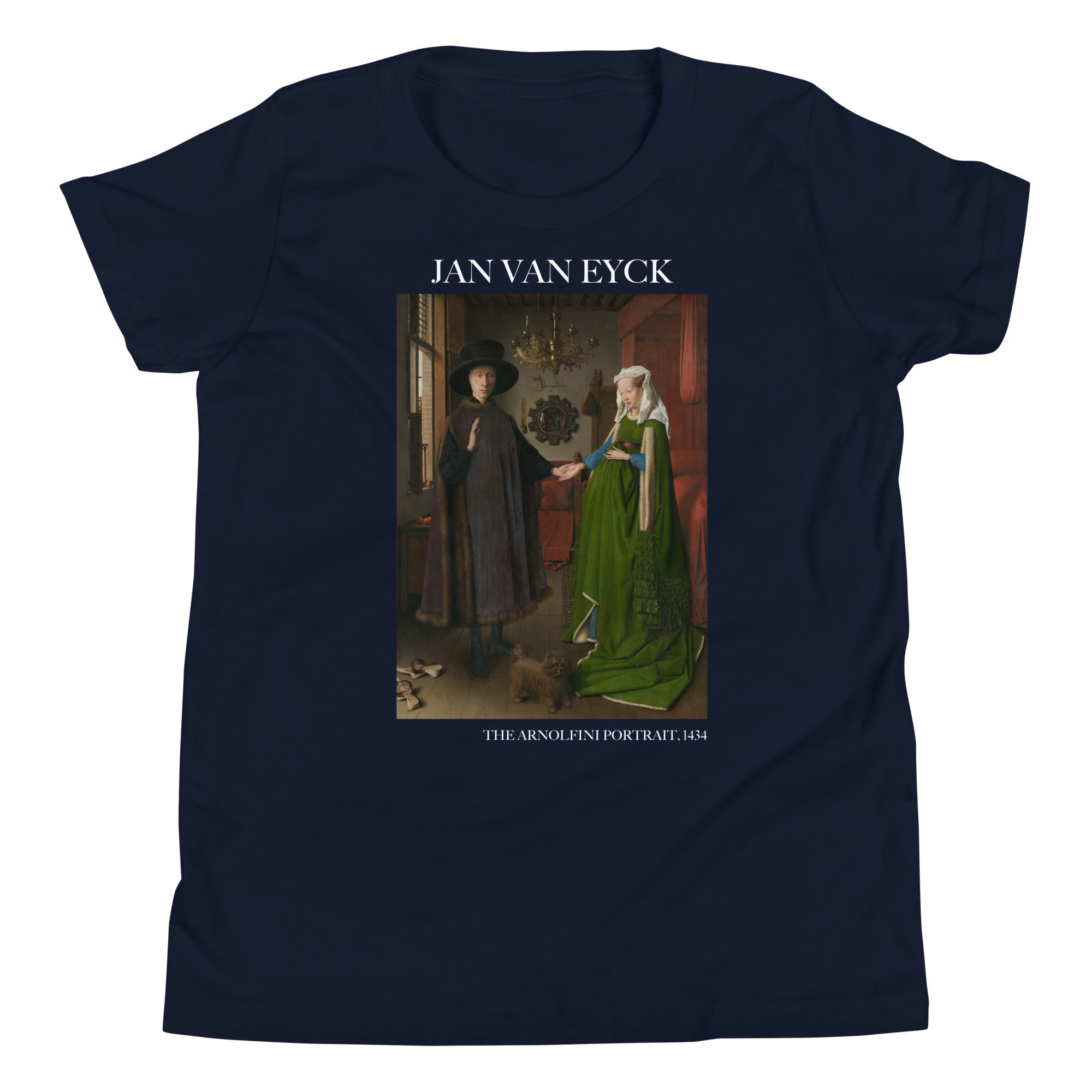 Jan van Eyck 'The Arnolfini Portrait' Famous Painting Short Sleeve T-Shirt | Premium Youth Art Tee