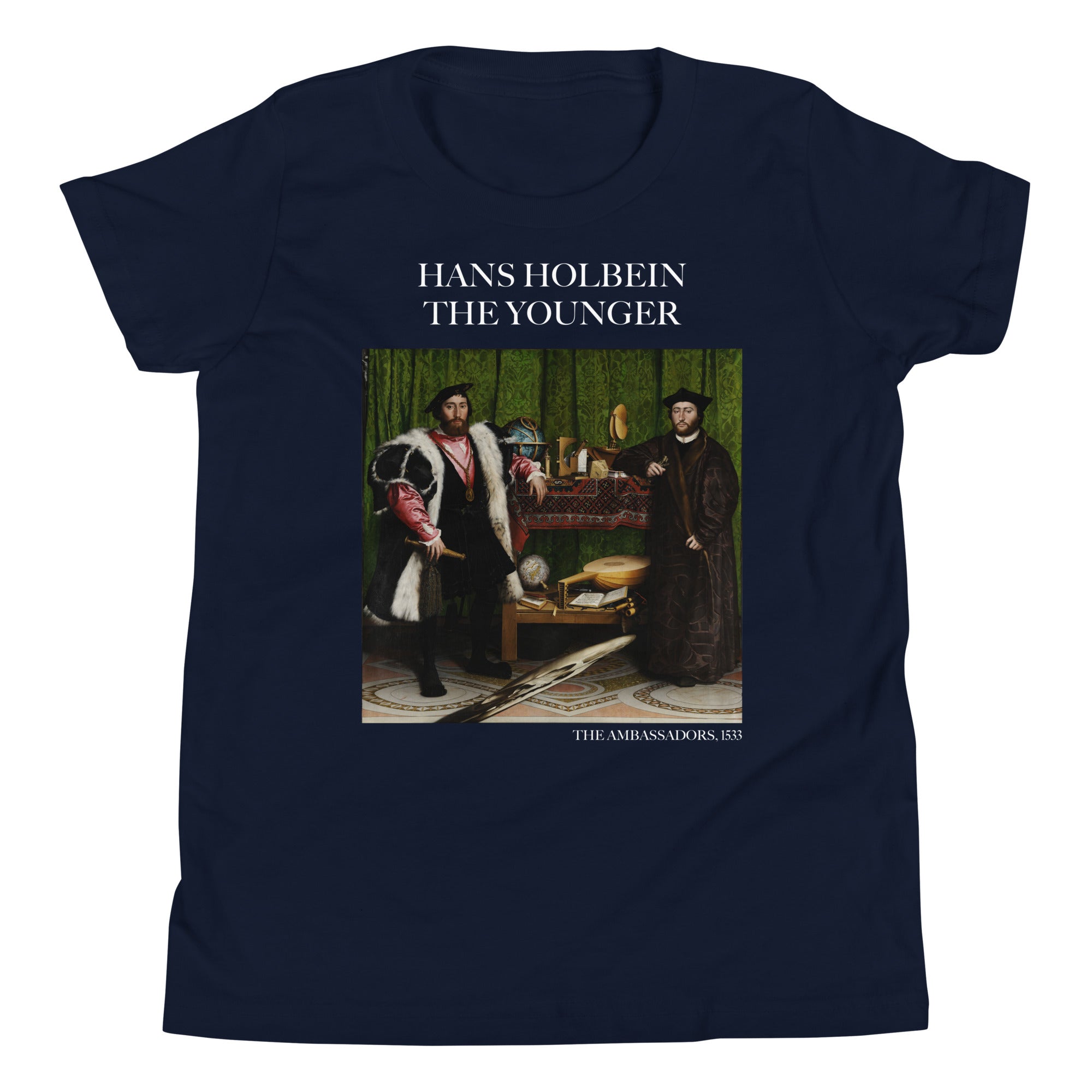 Hans Holbein the Younger 'The Ambassadors' Famous Painting Short Sleeve T-Shirt | Premium Youth Art Tee