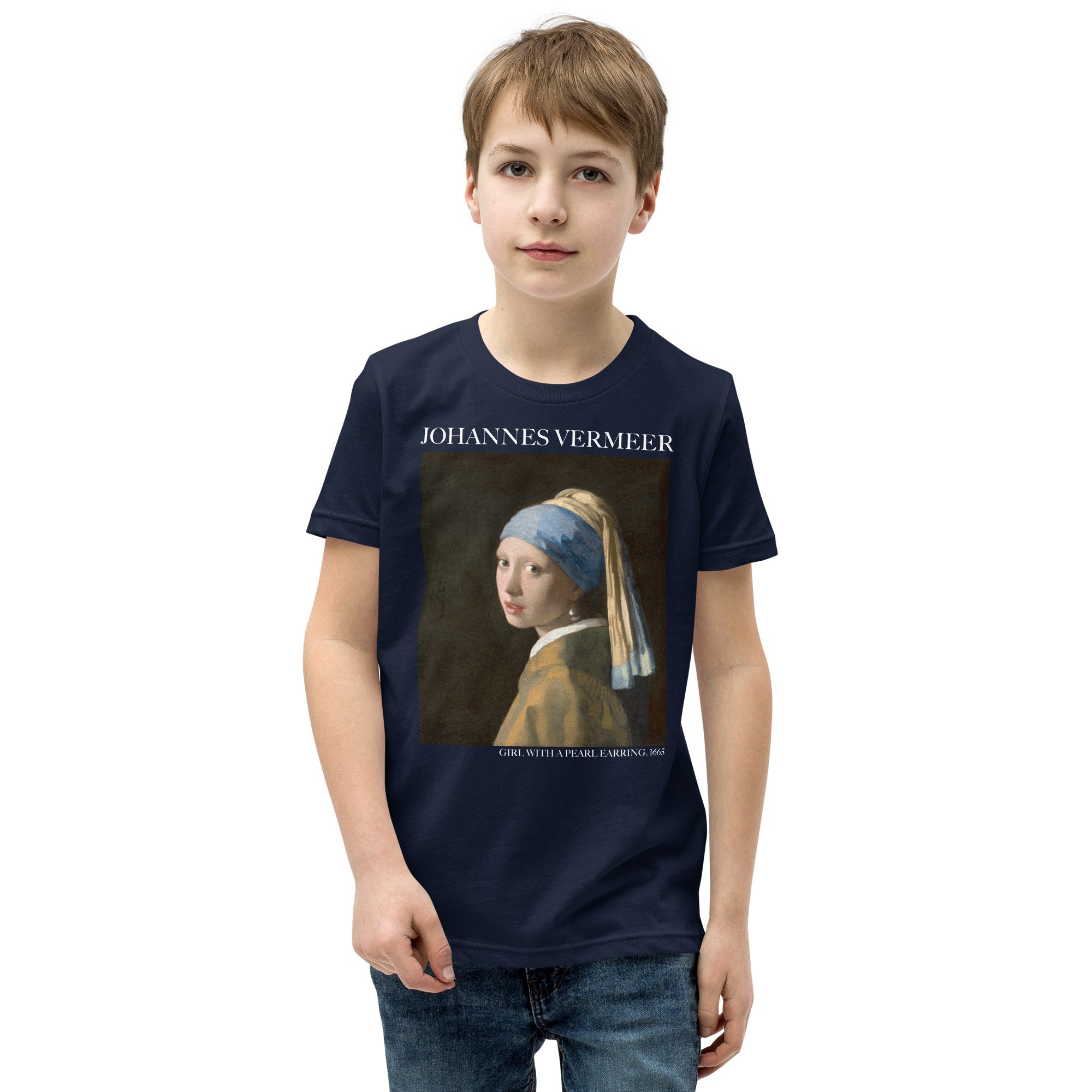 Johannes Vermeer 'Girl with a Pearl Earring' Famous Painting Short Sleeve T-Shirt | Premium Youth Art Tee