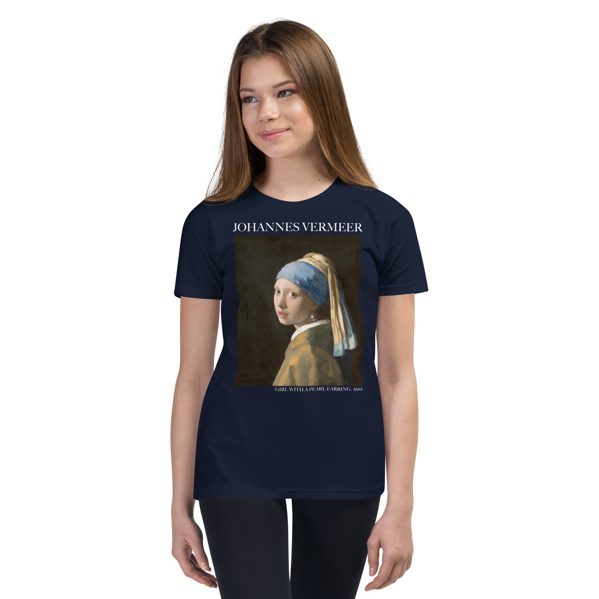 Johannes Vermeer 'Girl with a Pearl Earring' Famous Painting Short Sleeve T-Shirt | Premium Youth Art Tee