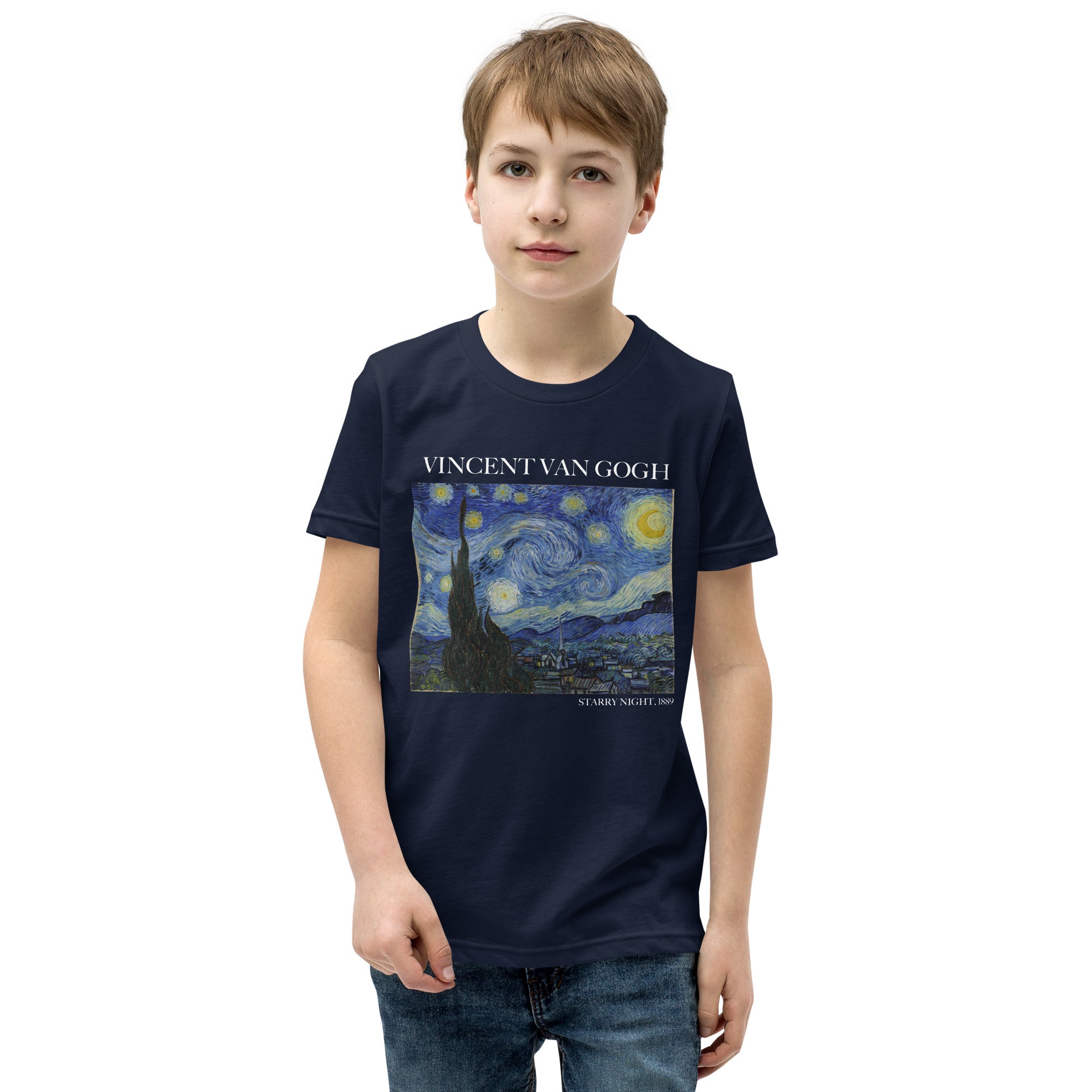 Vincent van Gogh 'Starry Night' Famous Painting Short Sleeve T-Shirt | Premium Youth Art Tee