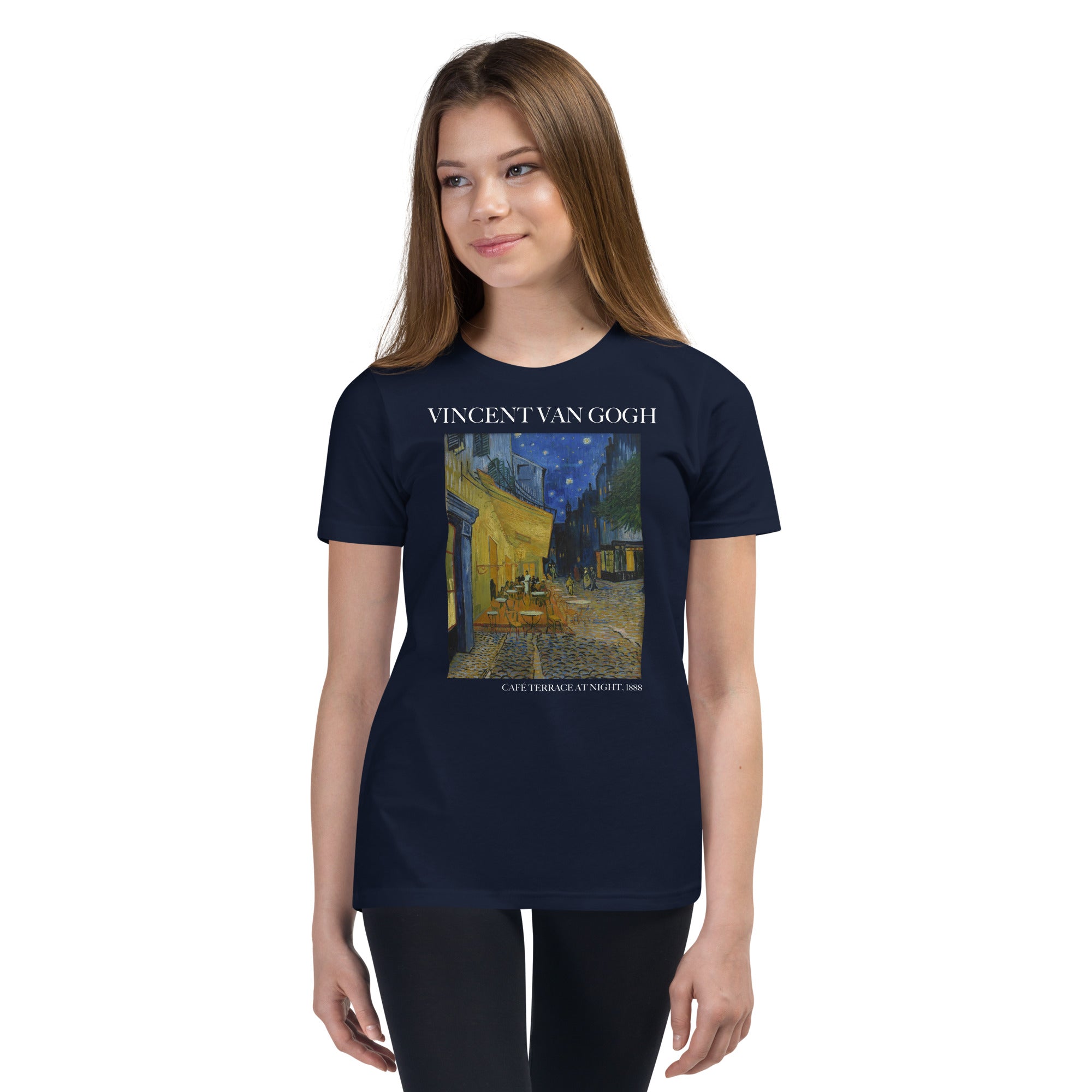 Vincent van Gogh 'Café Terrace at Night' Famous Painting Short Sleeve T-Shirt | Premium Youth Art Tee