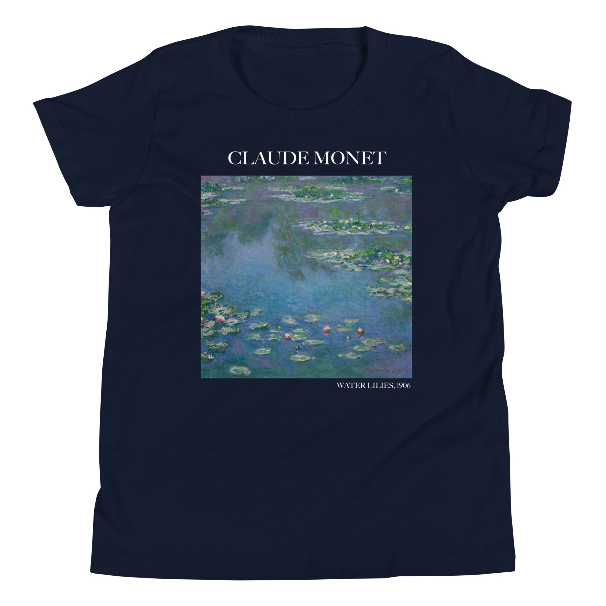 Claude Monet 'Water Lilies' Famous Painting Short Sleeve T-Shirt | Premium Youth Art Tee