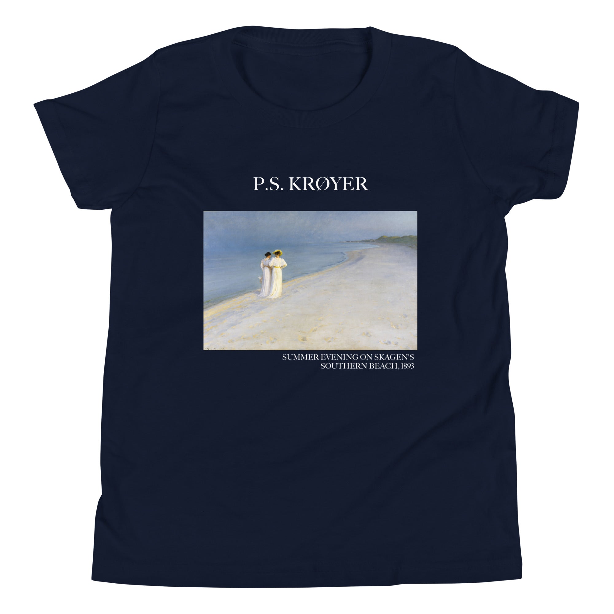 P.S. Krøyer 'Summer Evening on Skagen's Southern Beach' Famous Painting Short Sleeve T-Shirt | Premium Youth Art Tee