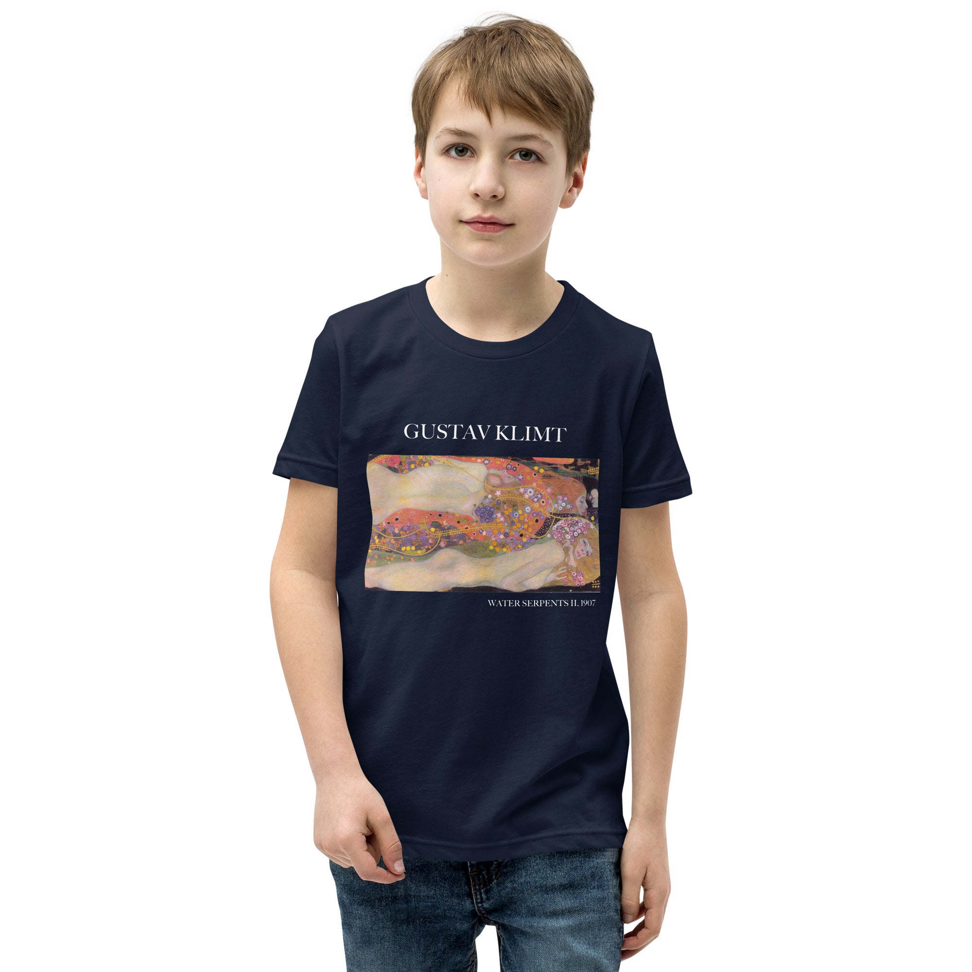 Gustav Klimt 'Water Serpents II' Famous Painting Short Sleeve T-Shirt | Premium Youth Art Tee