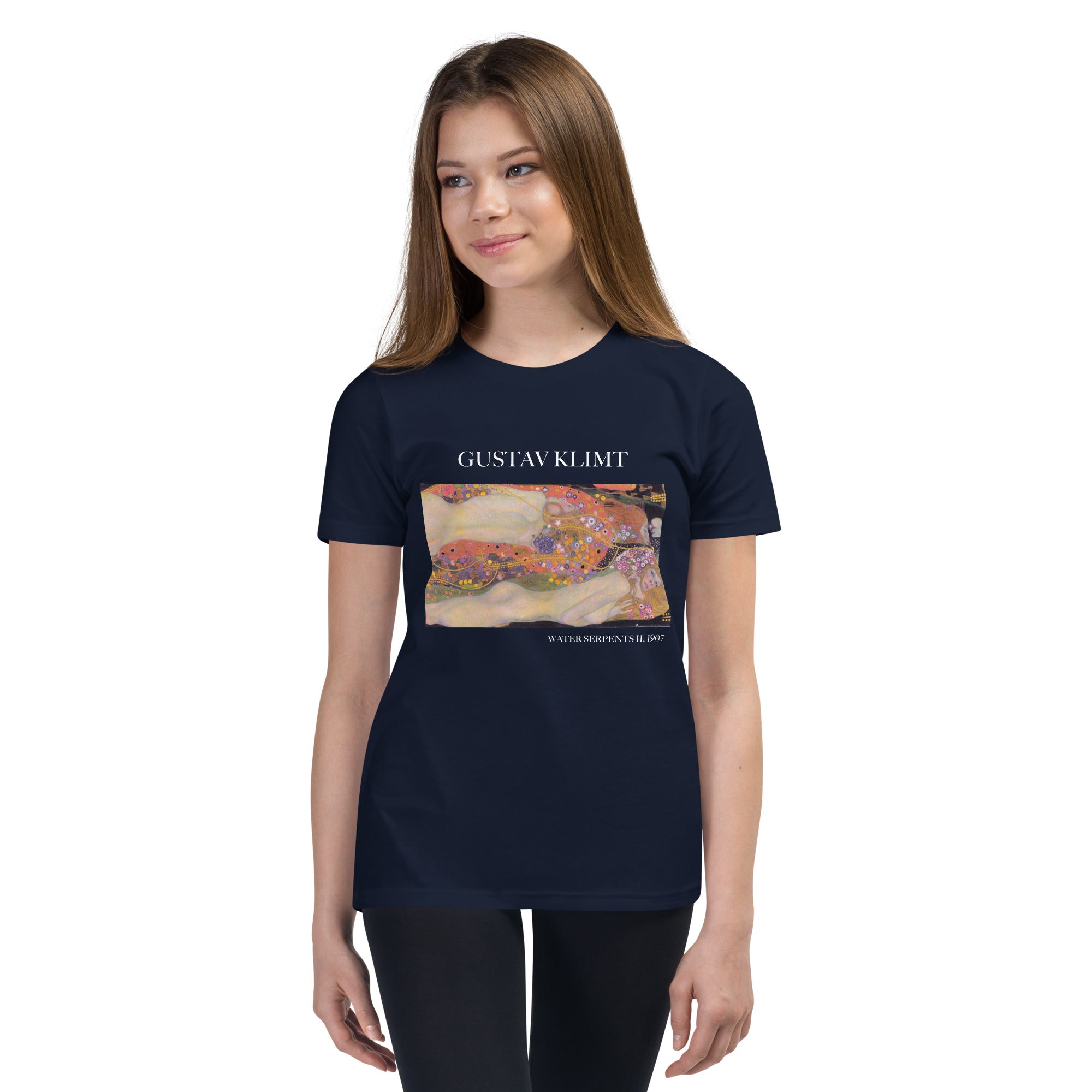 Gustav Klimt 'Water Serpents II' Famous Painting Short Sleeve T-Shirt | Premium Youth Art Tee