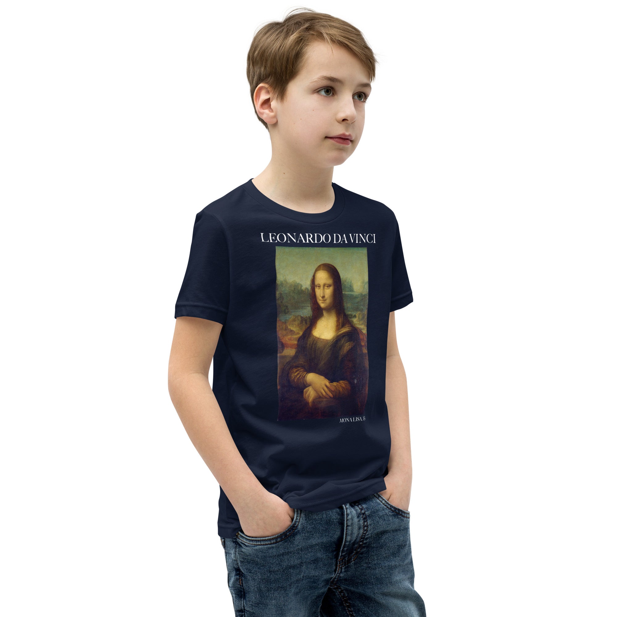 Leonardo da Vinci „Mona Lisa“, berühmtes Gemälde, kurzärmeliges T-Shirt | Premium-Kunst-T-Shirt für Jugendliche