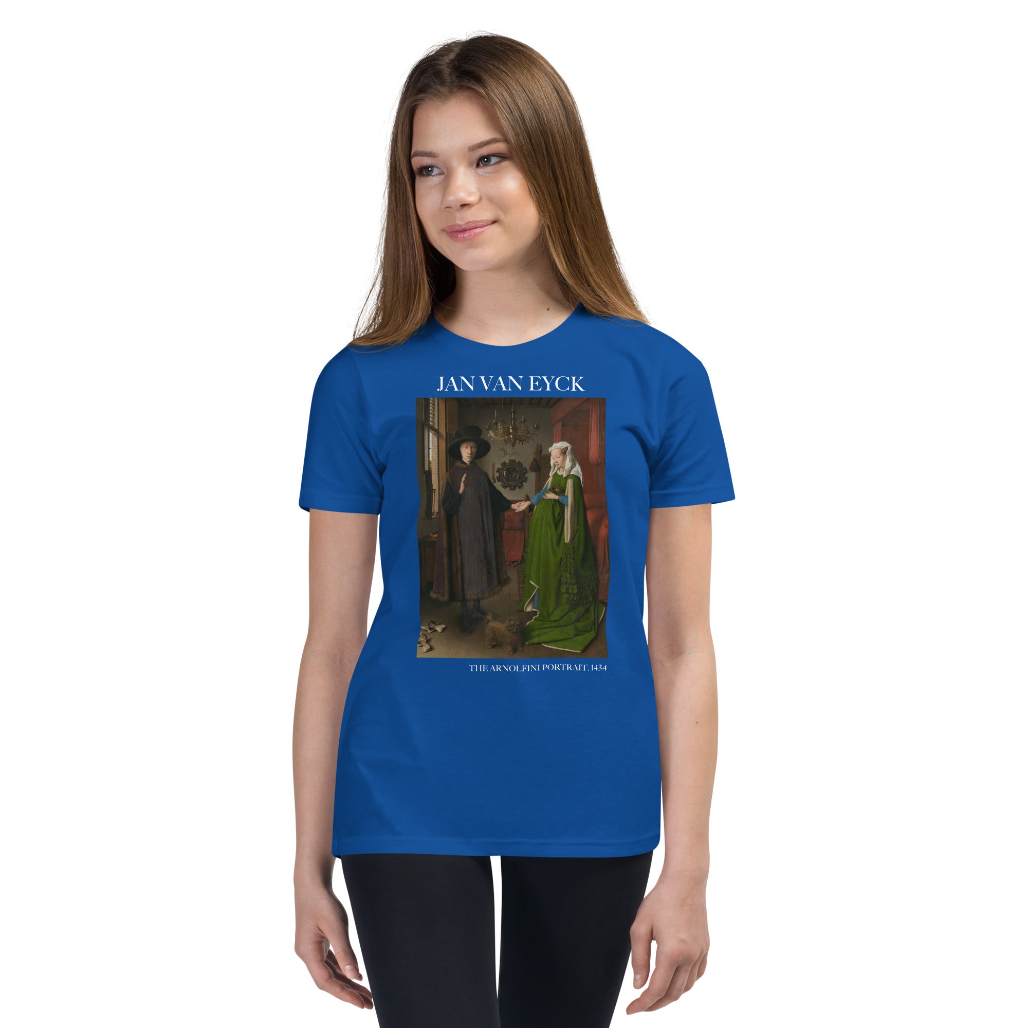 Jan van Eyck 'The Arnolfini Portrait' Famous Painting Short Sleeve T-Shirt | Premium Youth Art Tee