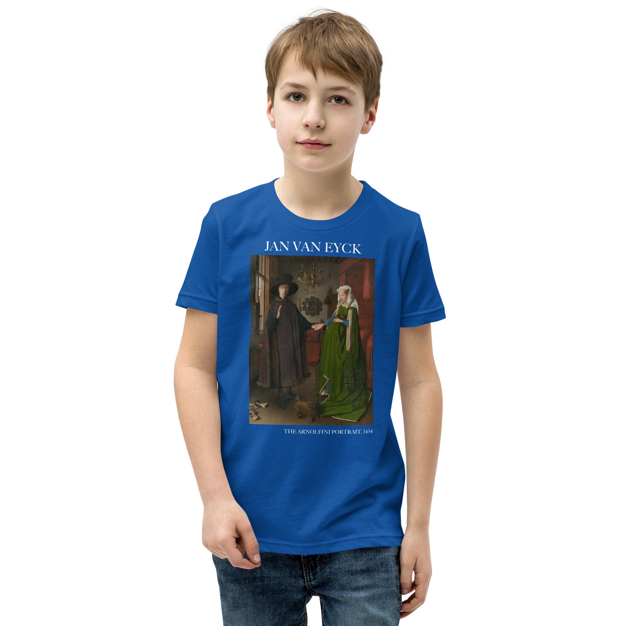 Jan van Eyck 'The Arnolfini Portrait' Famous Painting Short Sleeve T-Shirt | Premium Youth Art Tee