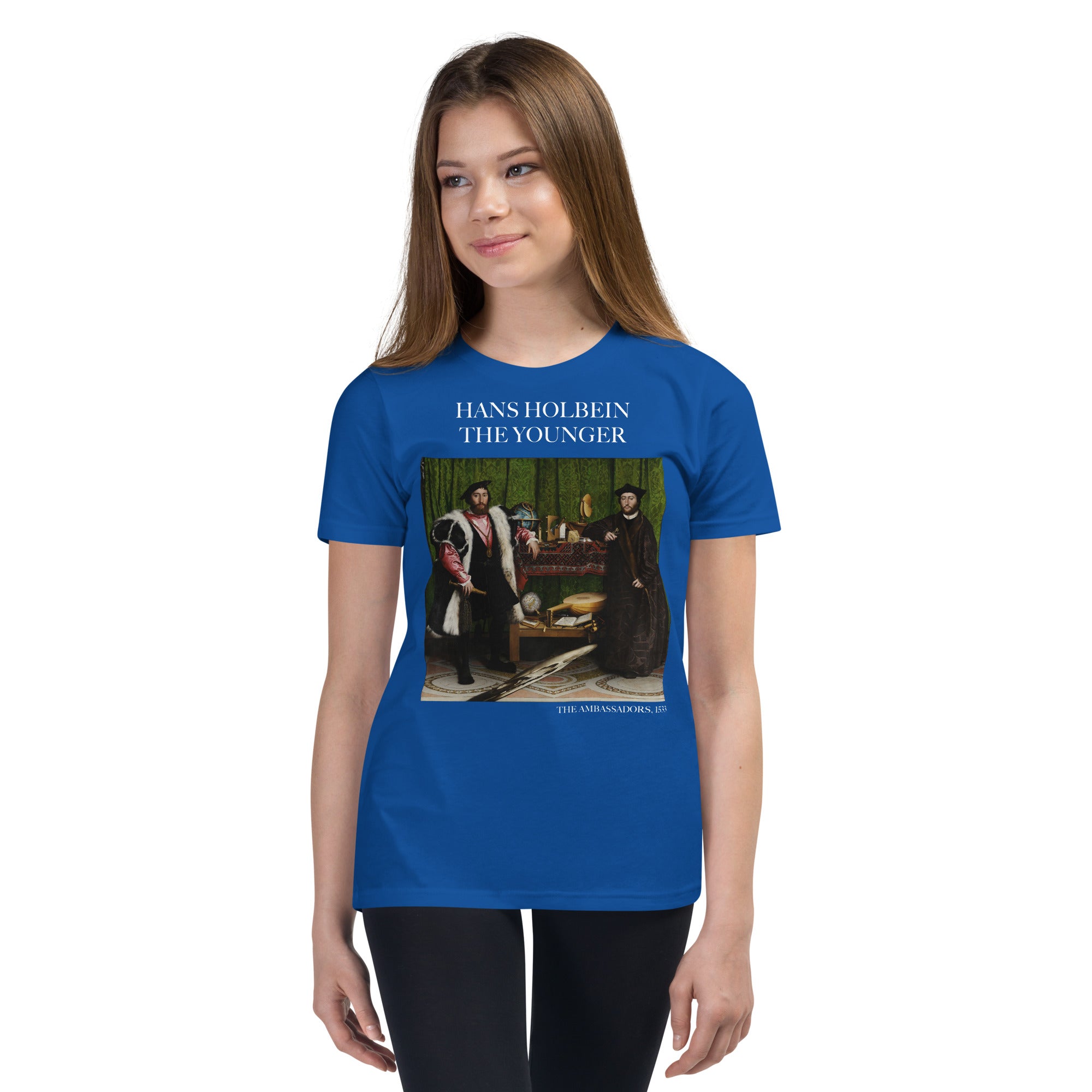 Hans Holbein the Younger 'The Ambassadors' Famous Painting Short Sleeve T-Shirt | Premium Youth Art Tee