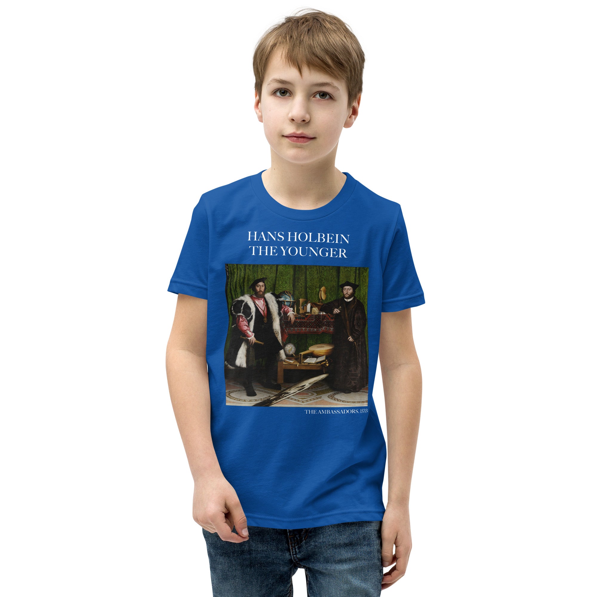 Hans Holbein the Younger 'The Ambassadors' Famous Painting Short Sleeve T-Shirt | Premium Youth Art Tee