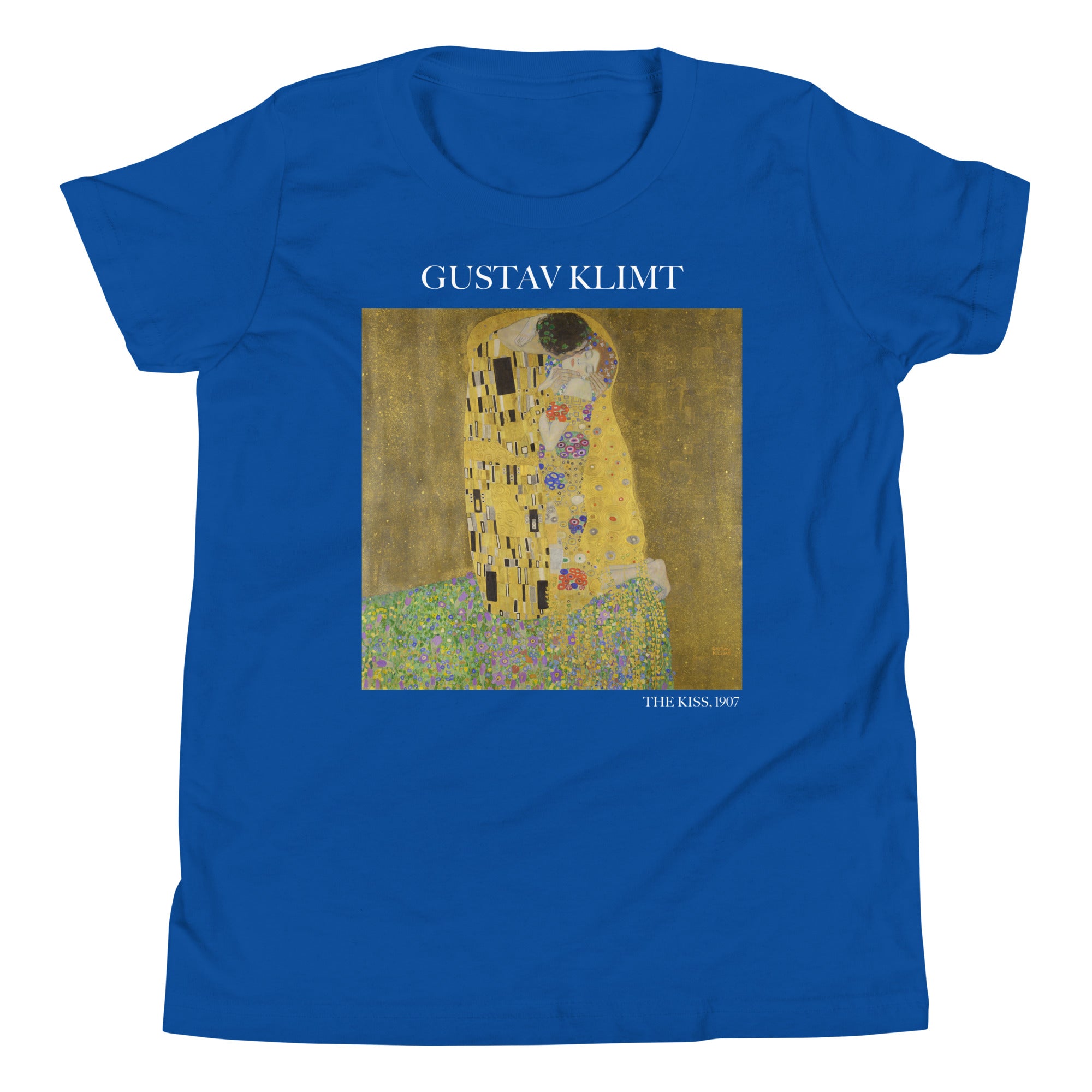 Gustav Klimt „Der Kuss“ Berühmtes Gemälde Kurzärmeliges T-Shirt | Premium Jugend Art T-Shirt