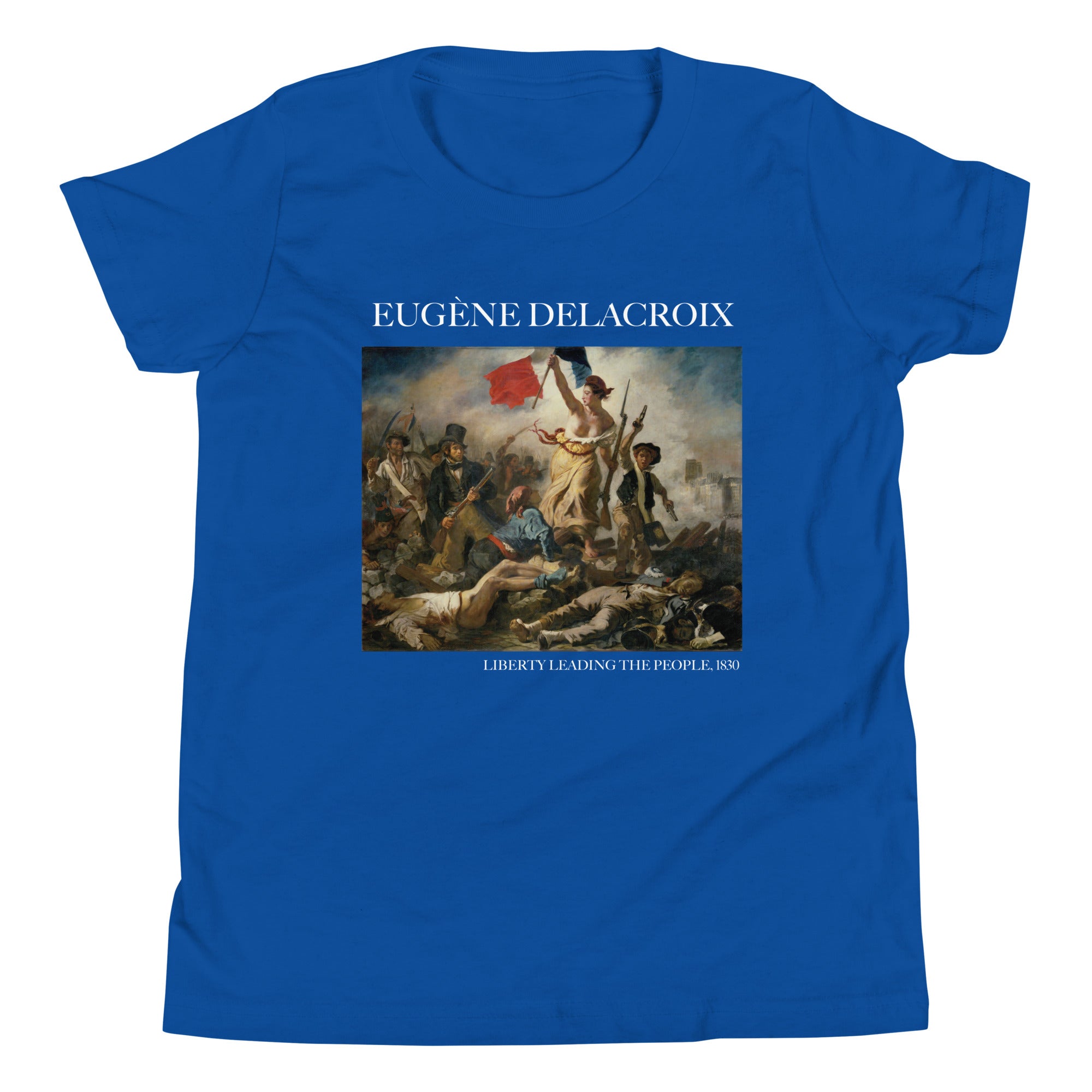 Eugène Delacroix 'Liberty Leading the People' Famous Painting Short Sleeve T-Shirt | Premium Youth Art Tee