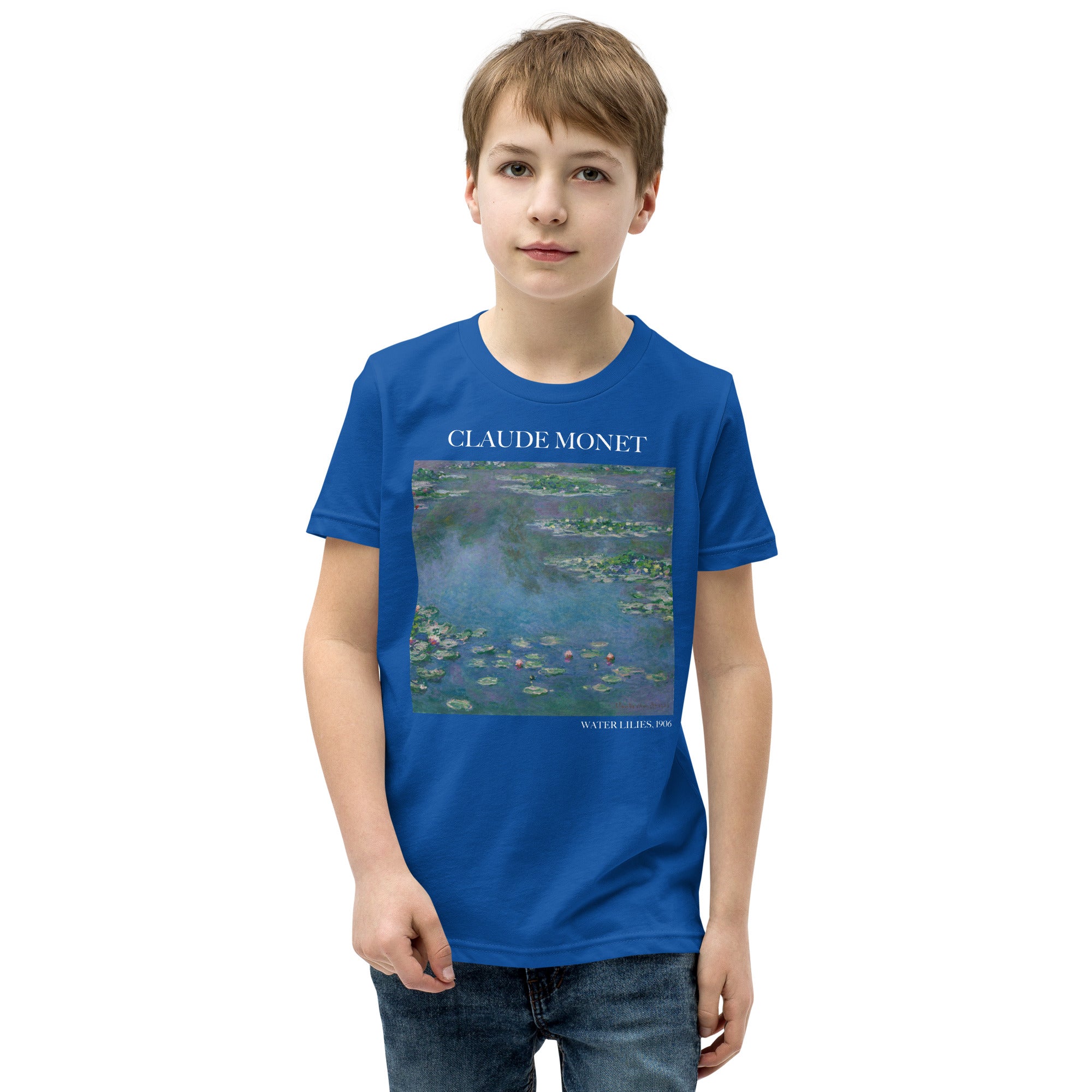 Claude Monet 'Water Lilies' Famous Painting Short Sleeve T-Shirt | Premium Youth Art Tee