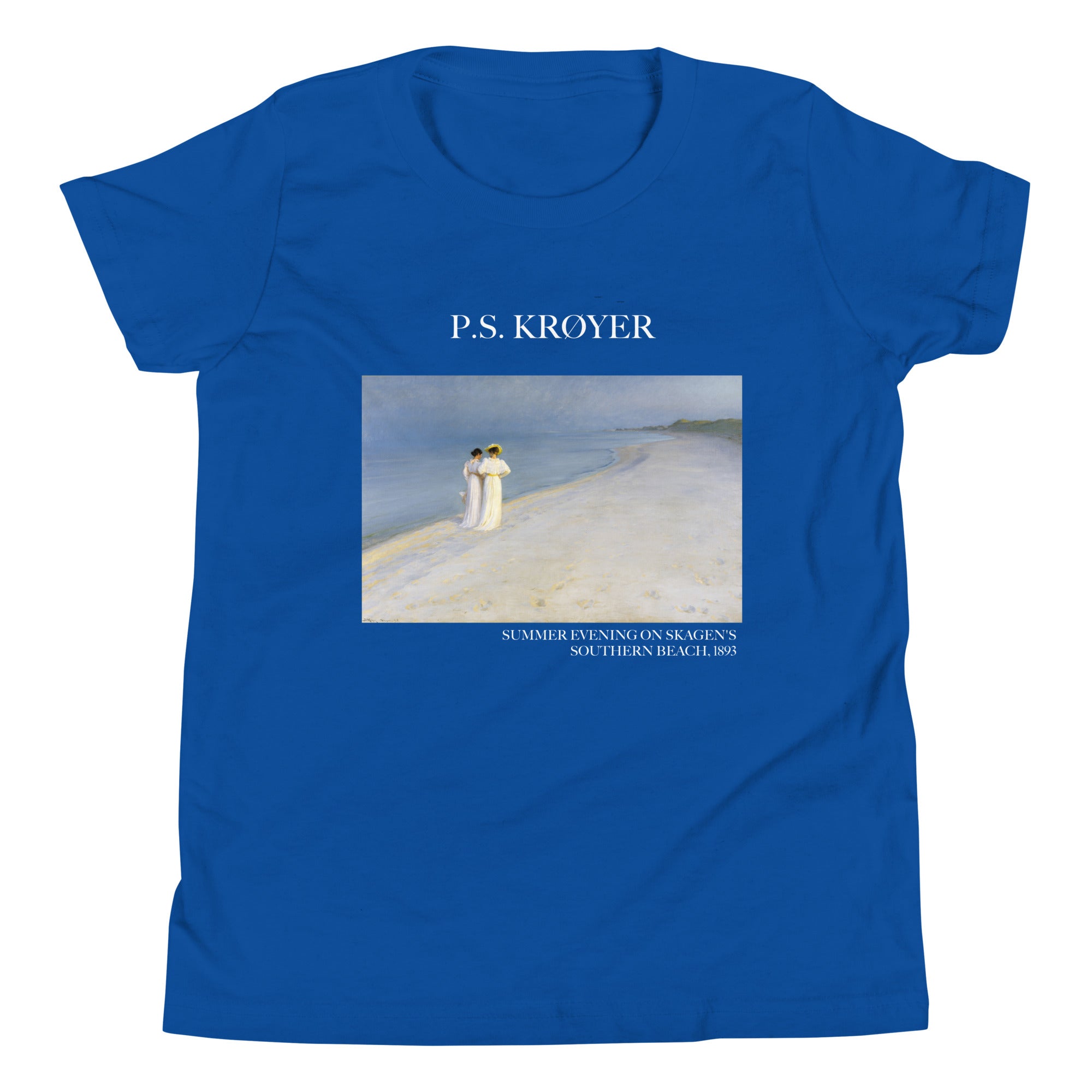 P.S. Krøyer 'Summer Evening on Skagen's Southern Beach' Famous Painting Short Sleeve T-Shirt | Premium Youth Art Tee