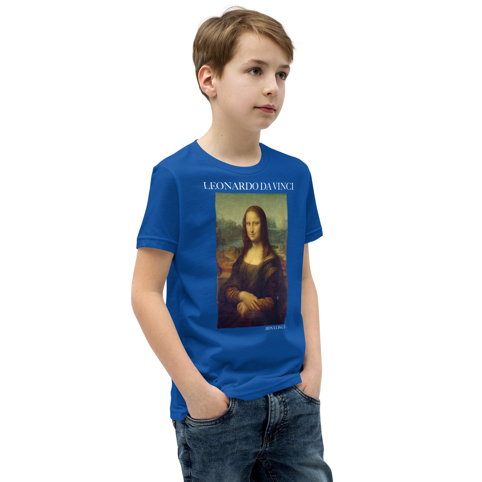 Leonardo da Vinci „Mona Lisa“, berühmtes Gemälde, kurzärmeliges T-Shirt | Premium-Kunst-T-Shirt für Jugendliche