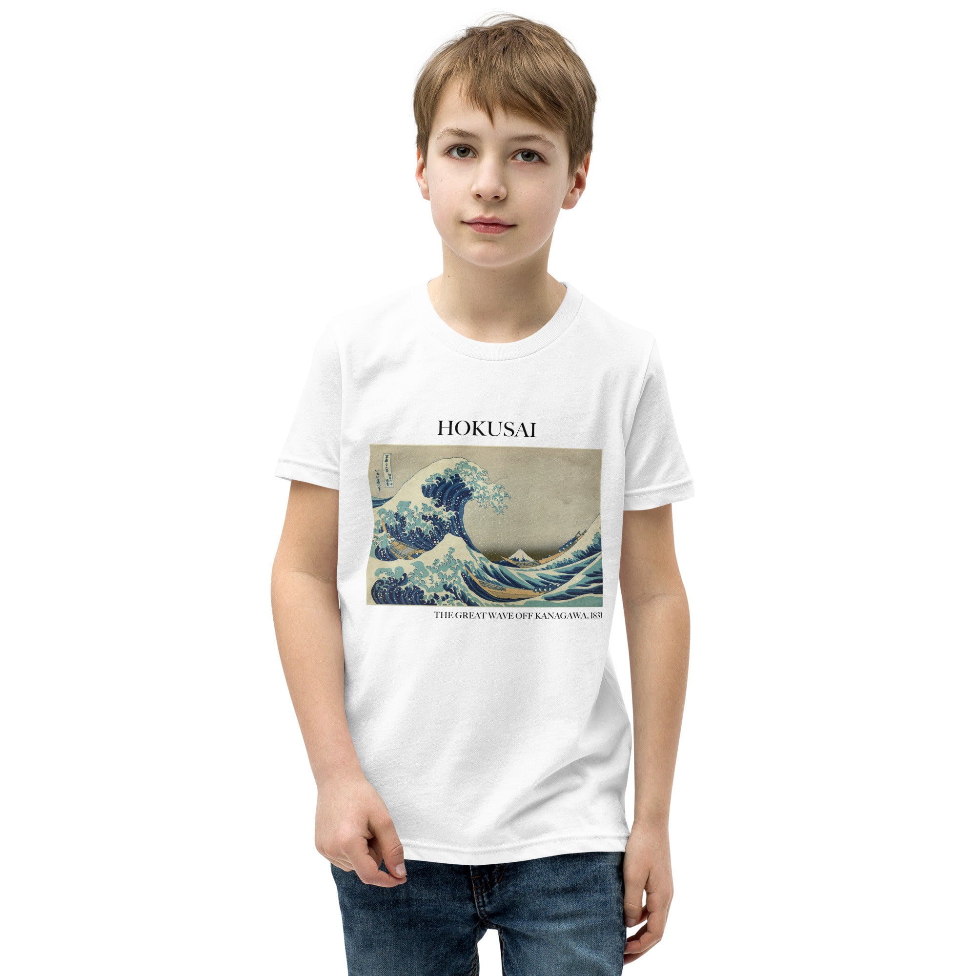 Hokusai 'The Great Wave off Kanagawa' Famous Painting Short Sleeve T-Shirt | Premium Youth Art Tee