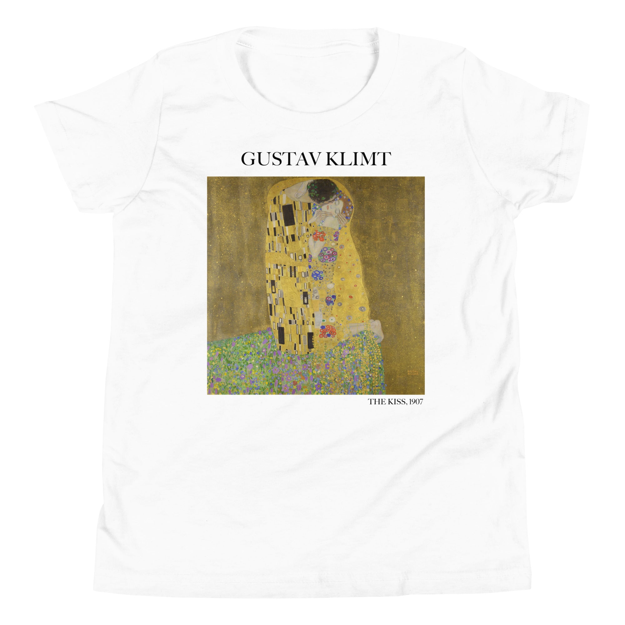 Gustav Klimt 'The Kiss' Famous Painting Short Sleeve T-Shirt | Premium Youth Art Tee