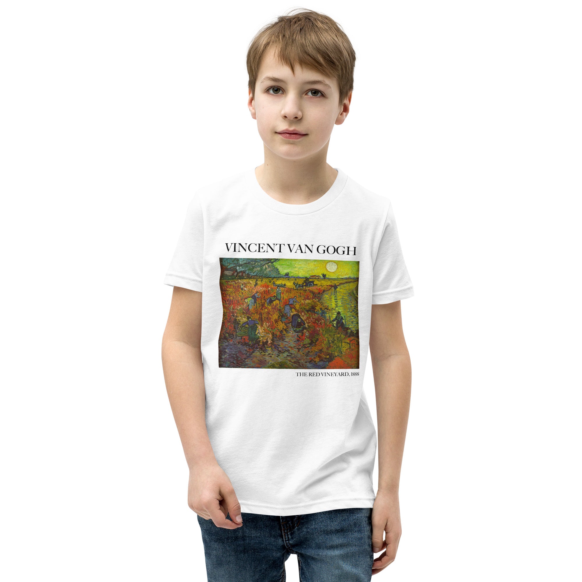 Vincent van Gogh 'The Red Vineyard' Famous Painting Short Sleeve T-Shirt | Premium Youth Art Tee